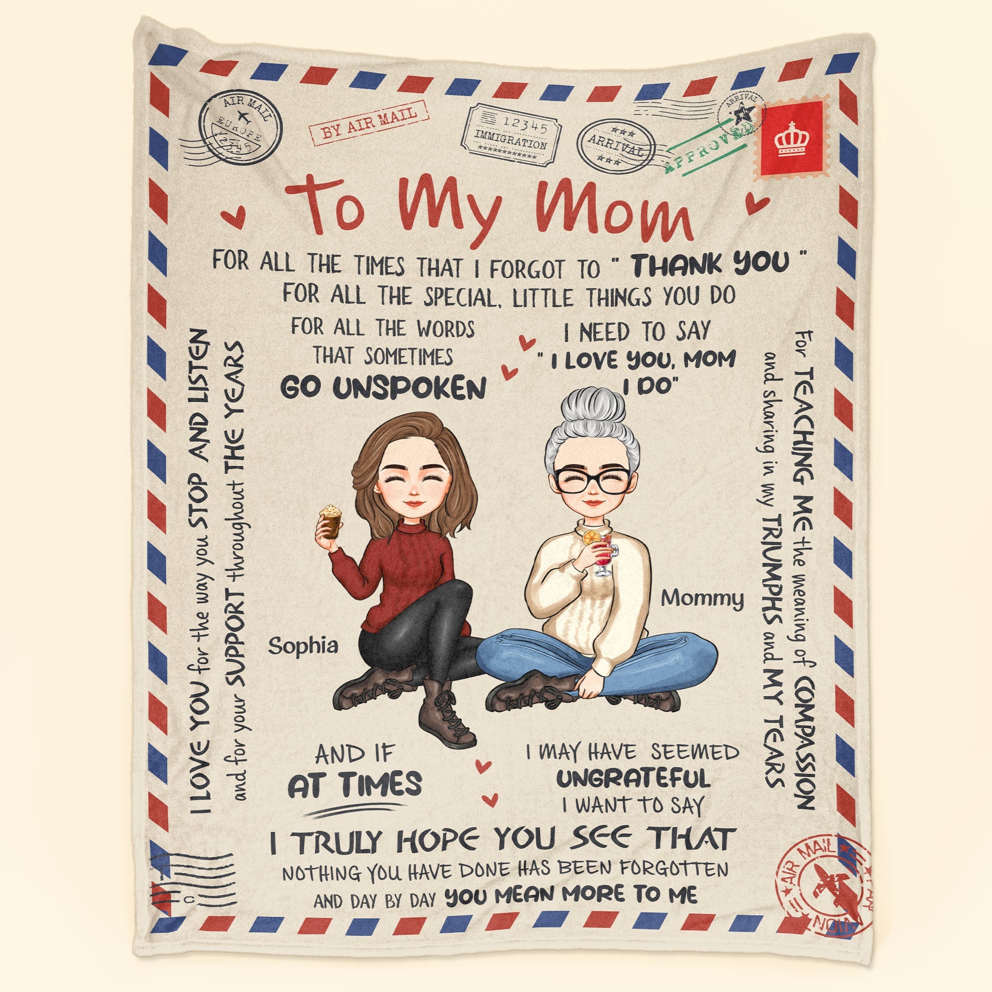 I Love You, Mom - Personalized Blanket