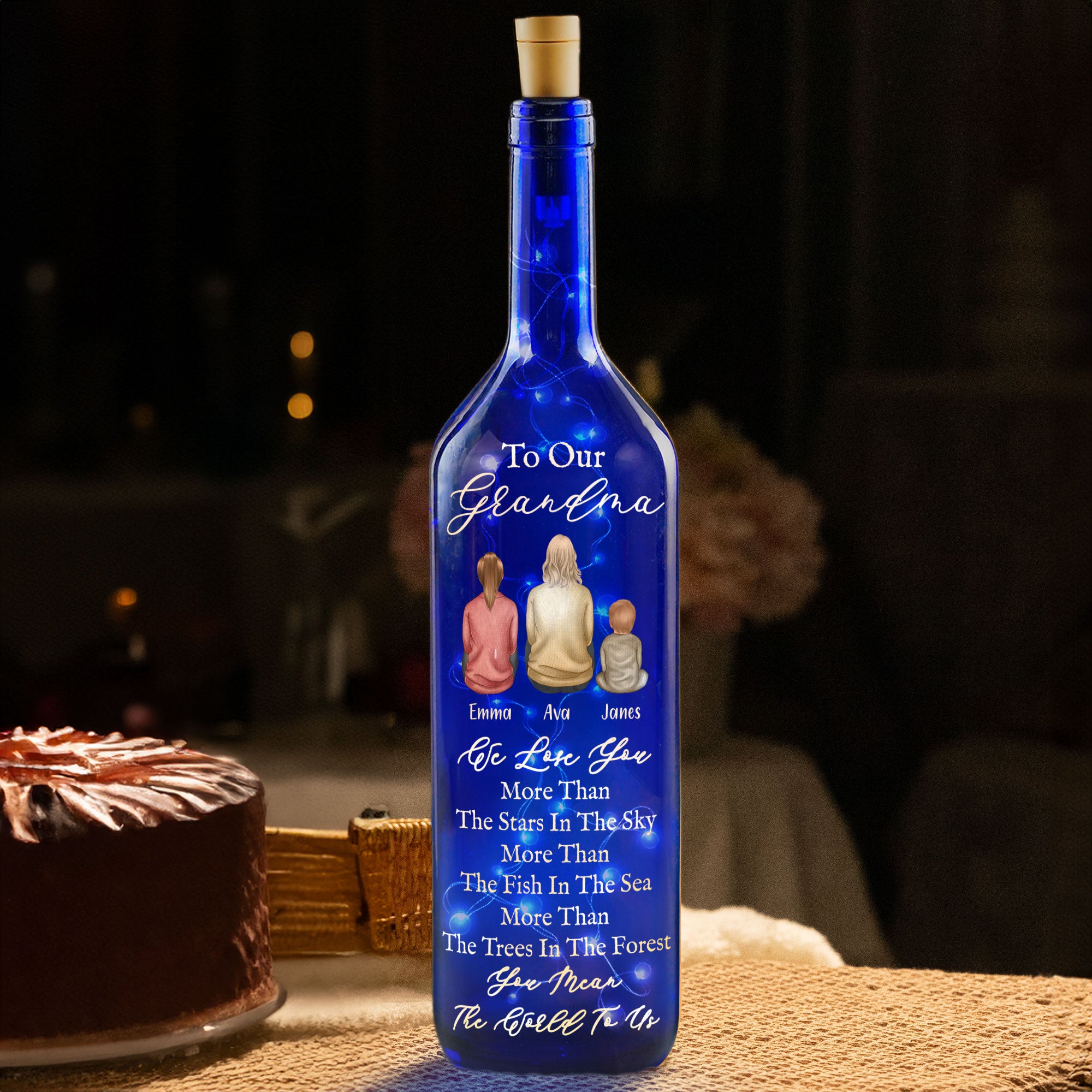 I Love You More Than The Stars In The Sky - Personalized Blue Bottle Lamp