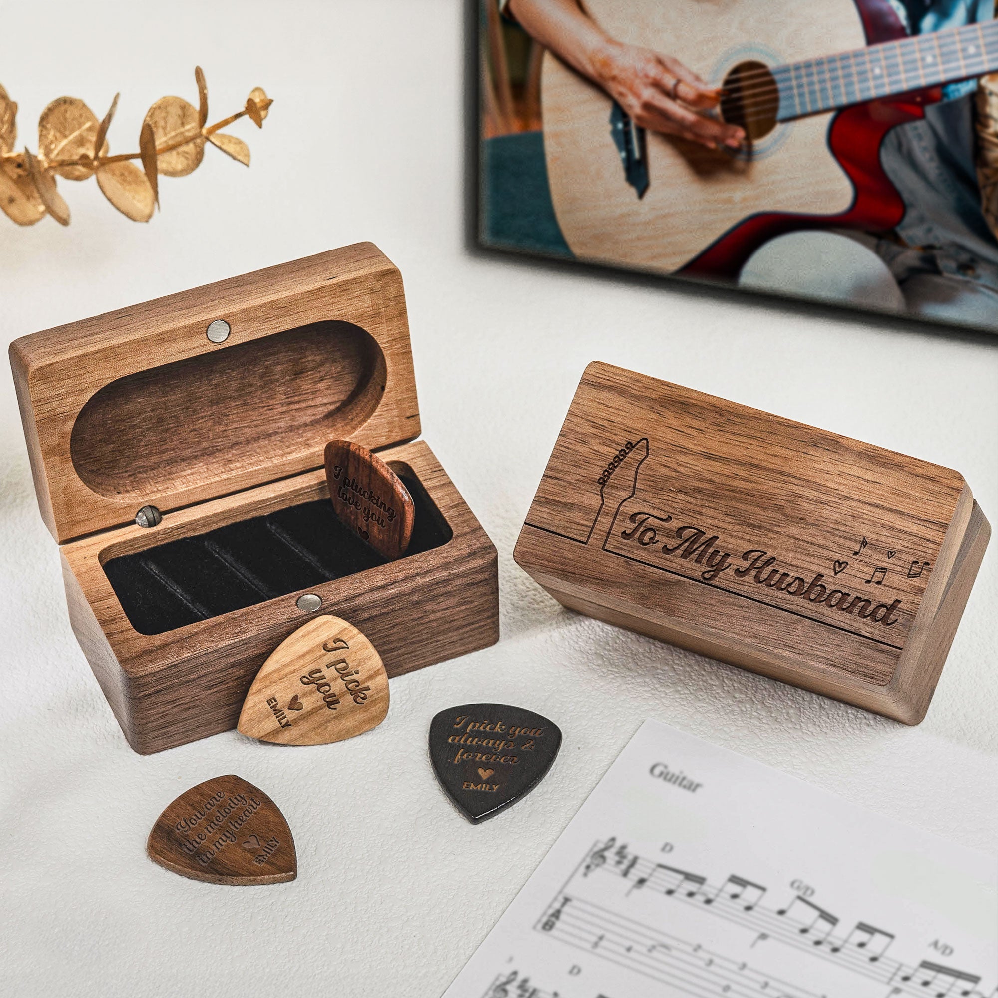 I Pick You - Personalized Wooden Guitar Pick Box
