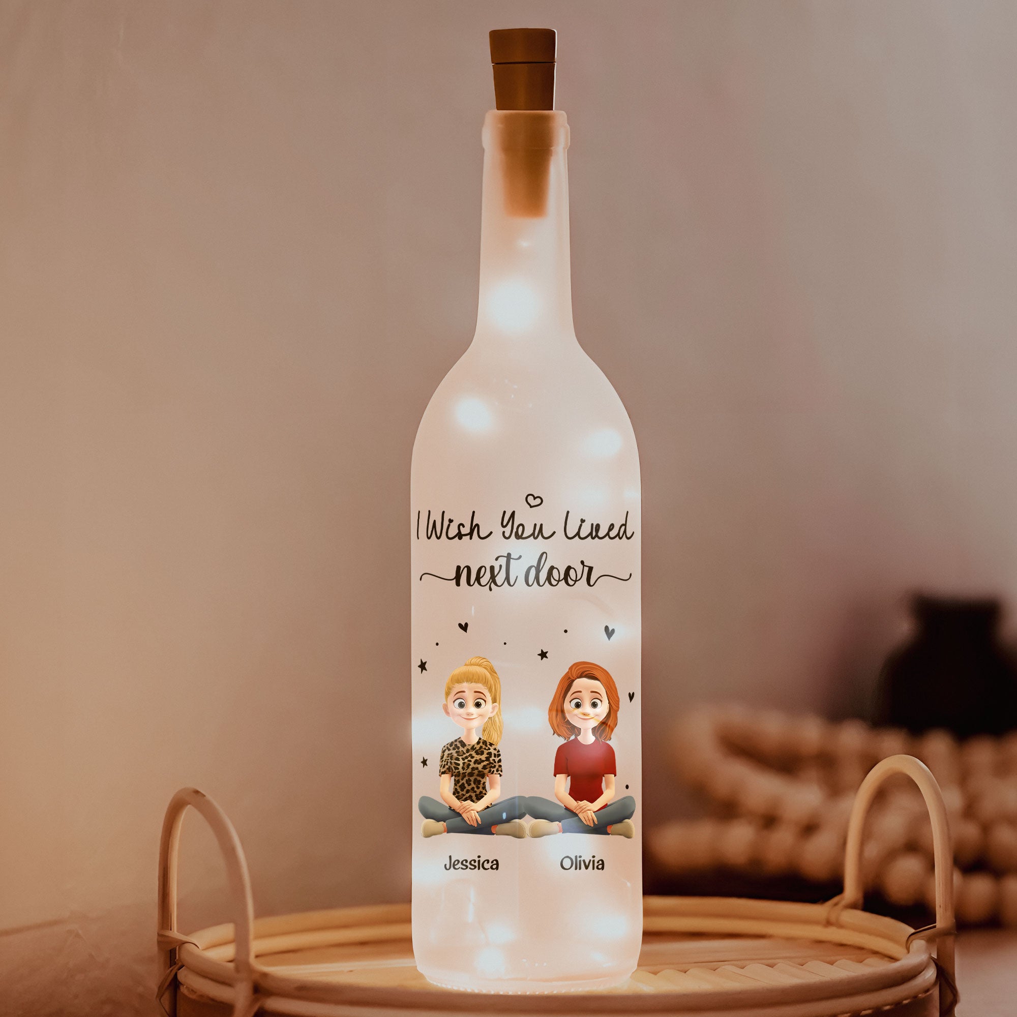 I Wish You Lived Next Door - Personalized Bottle Lamp