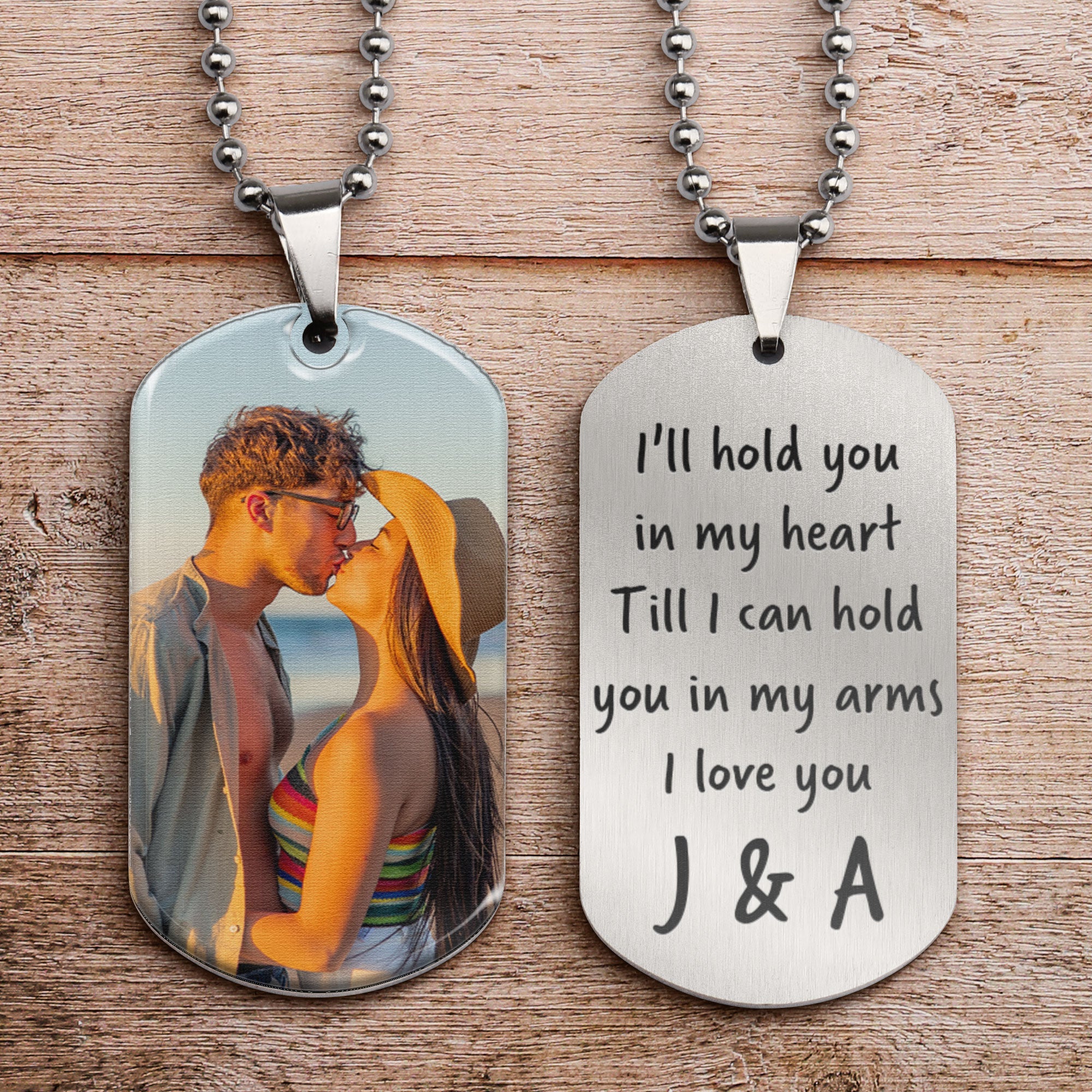 I'll Hold You In My Heart - Personalized Photo Dog Tag Necklace