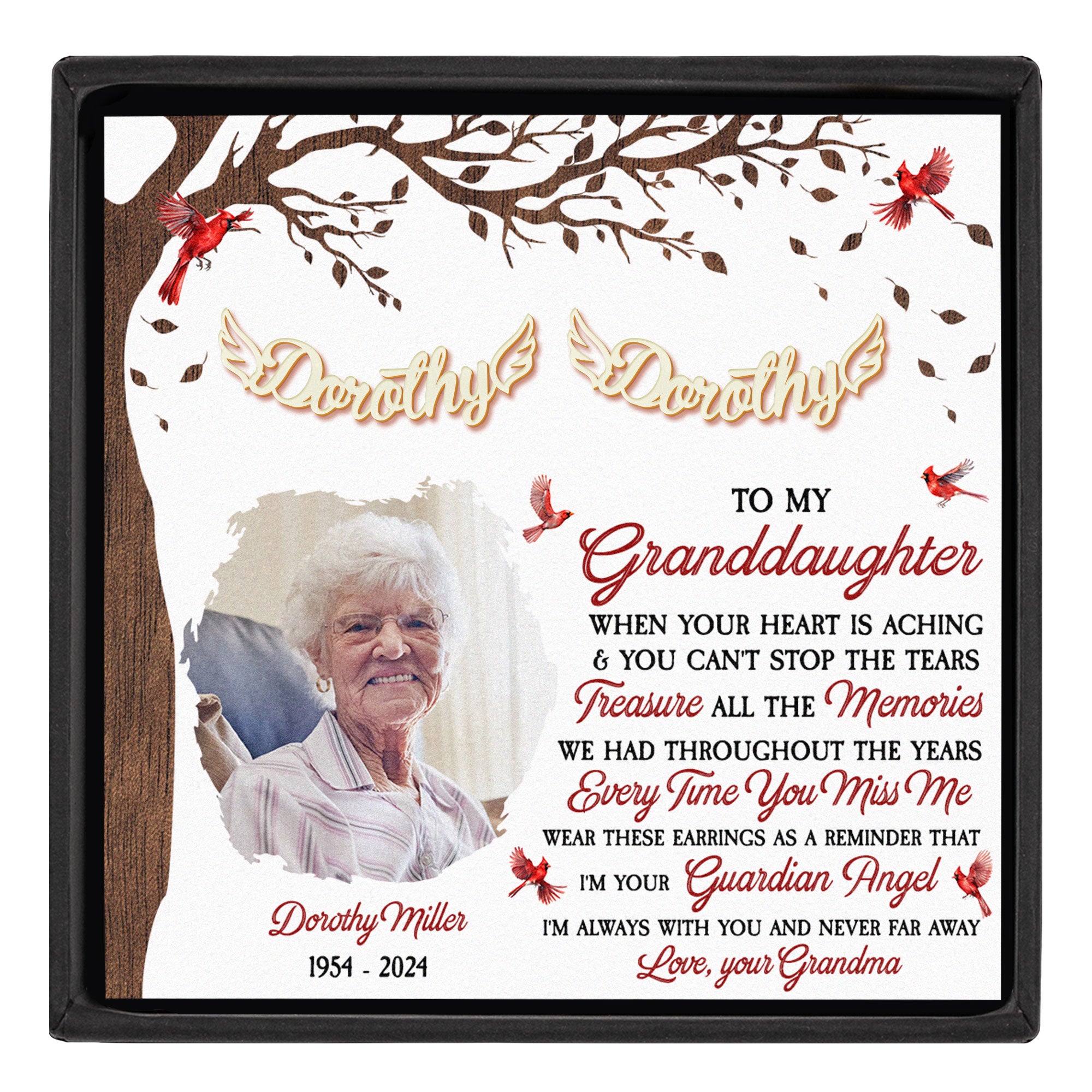 I'm Always With You Never Far Away Memorial Gift - Personalized Name Stud Earrings