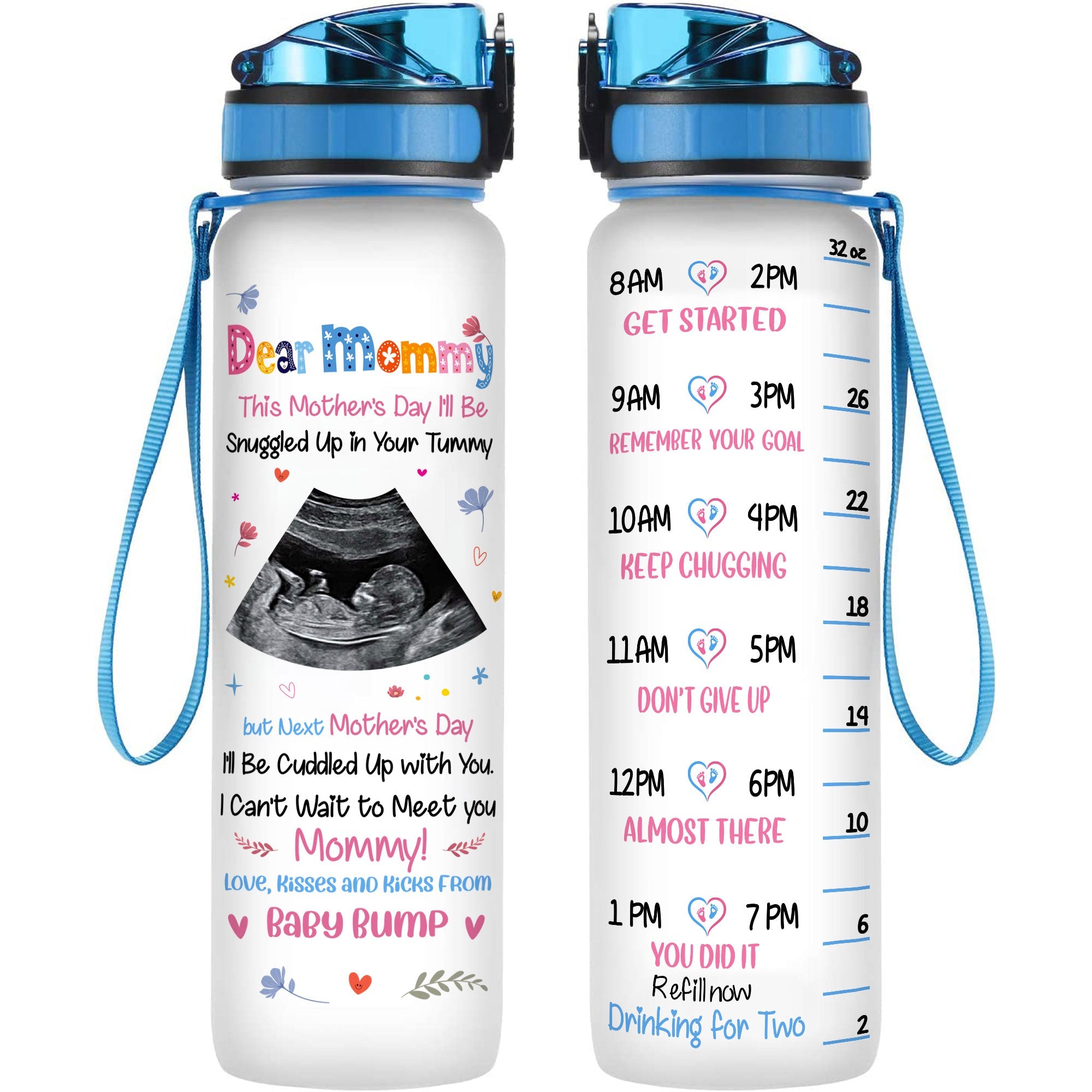 I'm Snuggled Warm And Safe In Your Tummy - Personalized Water Bottle