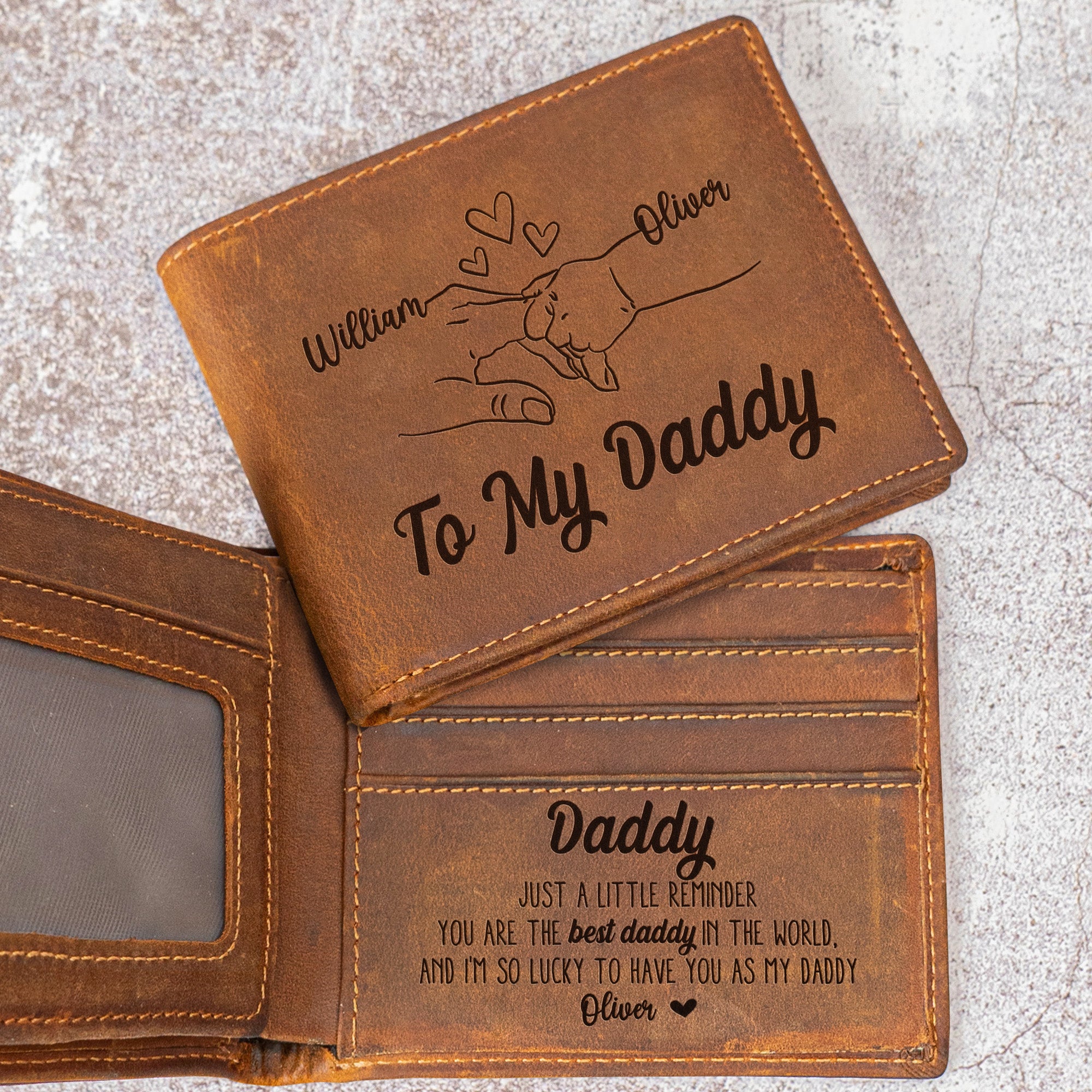 I'm So Lucky To Have You As My Daddy - New Dad Gifts - Personalized Leather Wallet