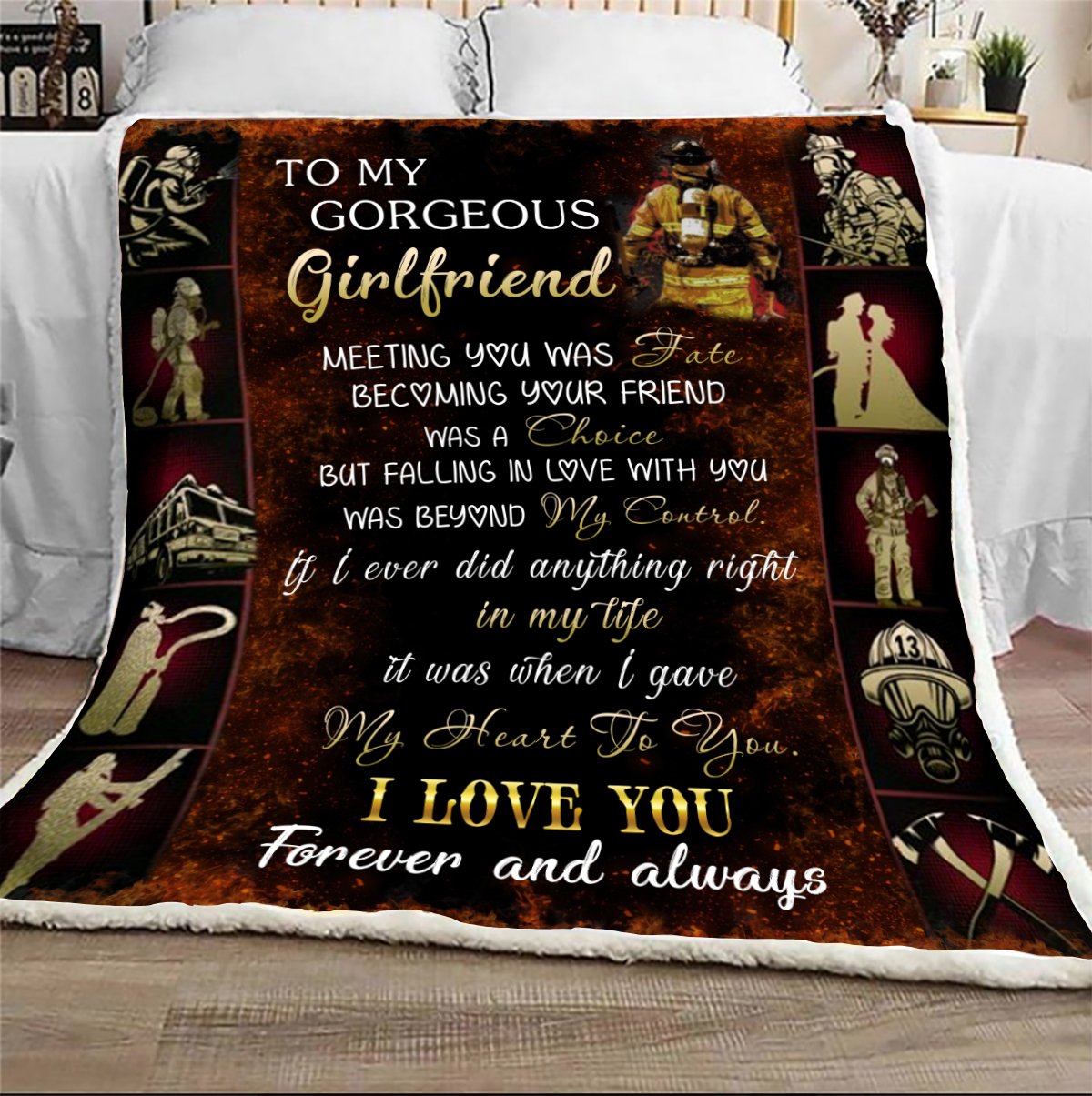 Ntmh - girlfriend firefighter blanket - blanket -gift idea for girlfriends-A Loves Gift