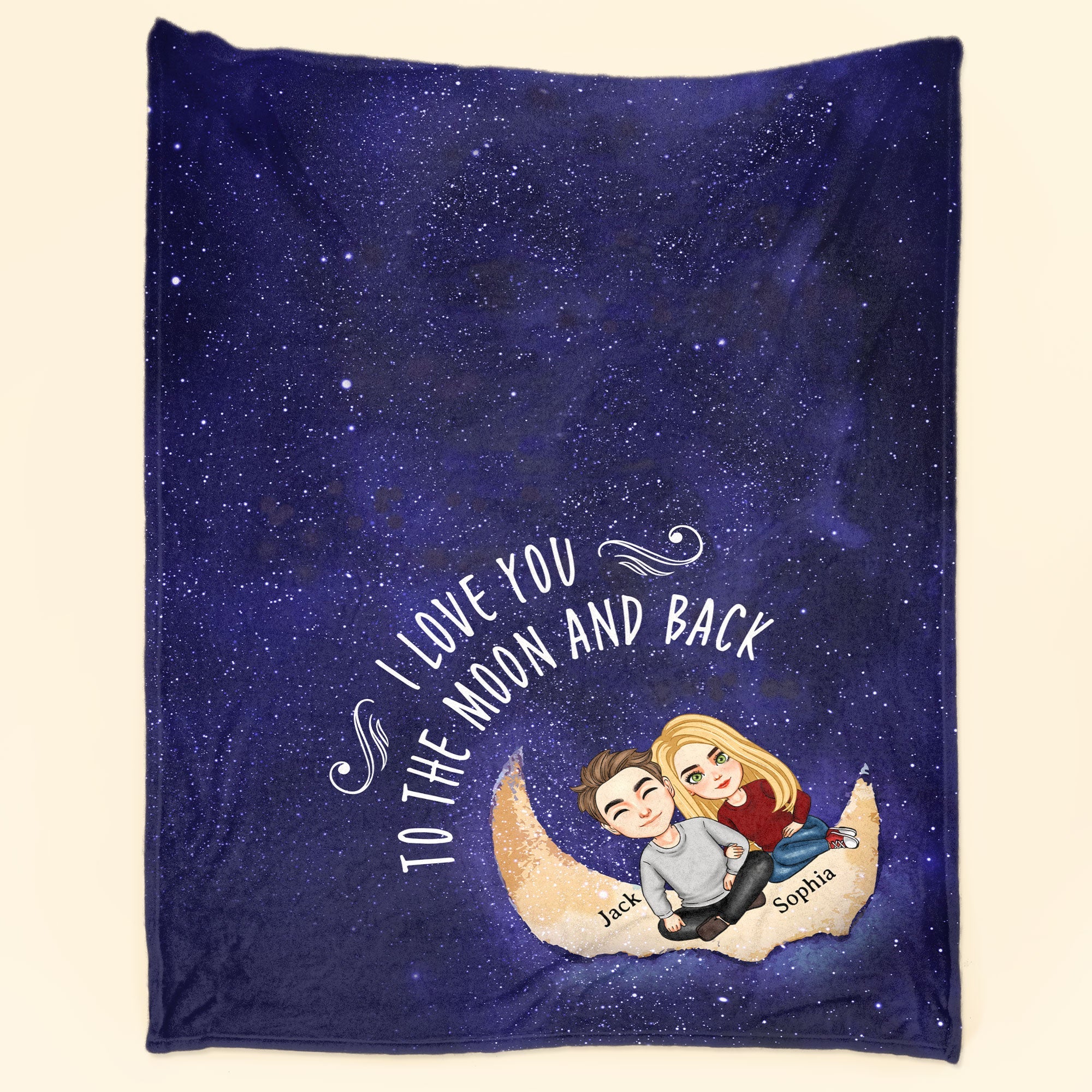 I Love You To The Moon And Back - Personalized Blanket