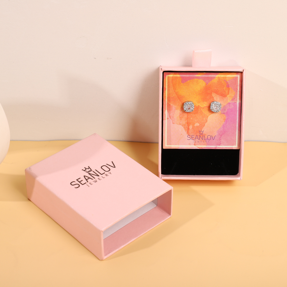 Elegant Sparkling Square Crystal Stud Earrings-A Loves Gift