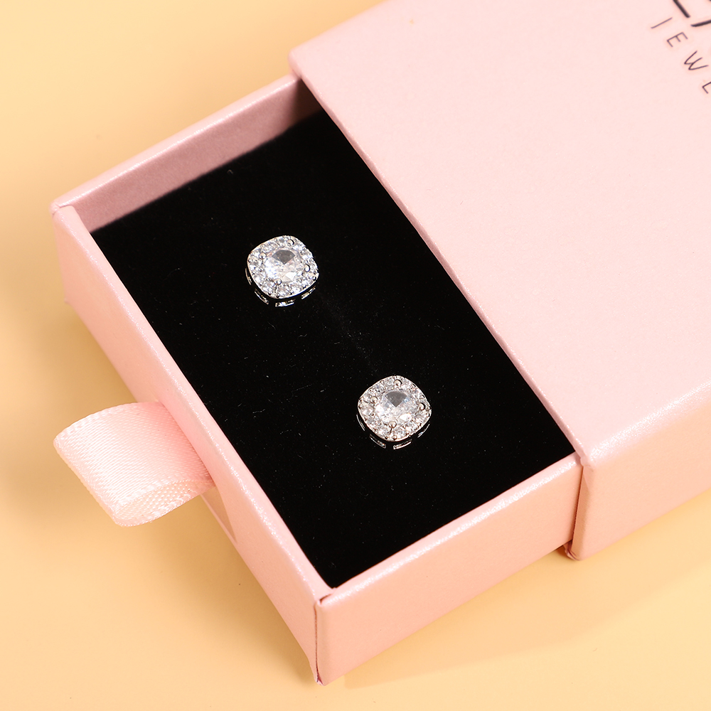 Elegant Sparkling Square Crystal Stud Earrings-A Loves Gift