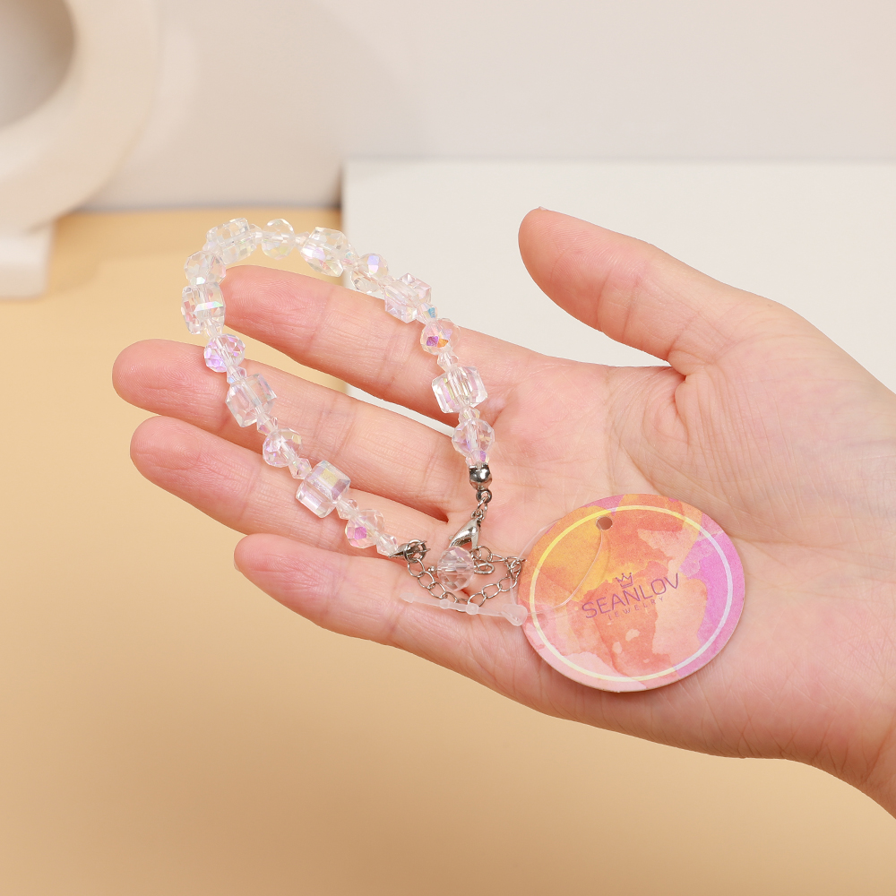 Elegant rainbow-colored beaded bracelet with adjustable clasp-A Loves Gift