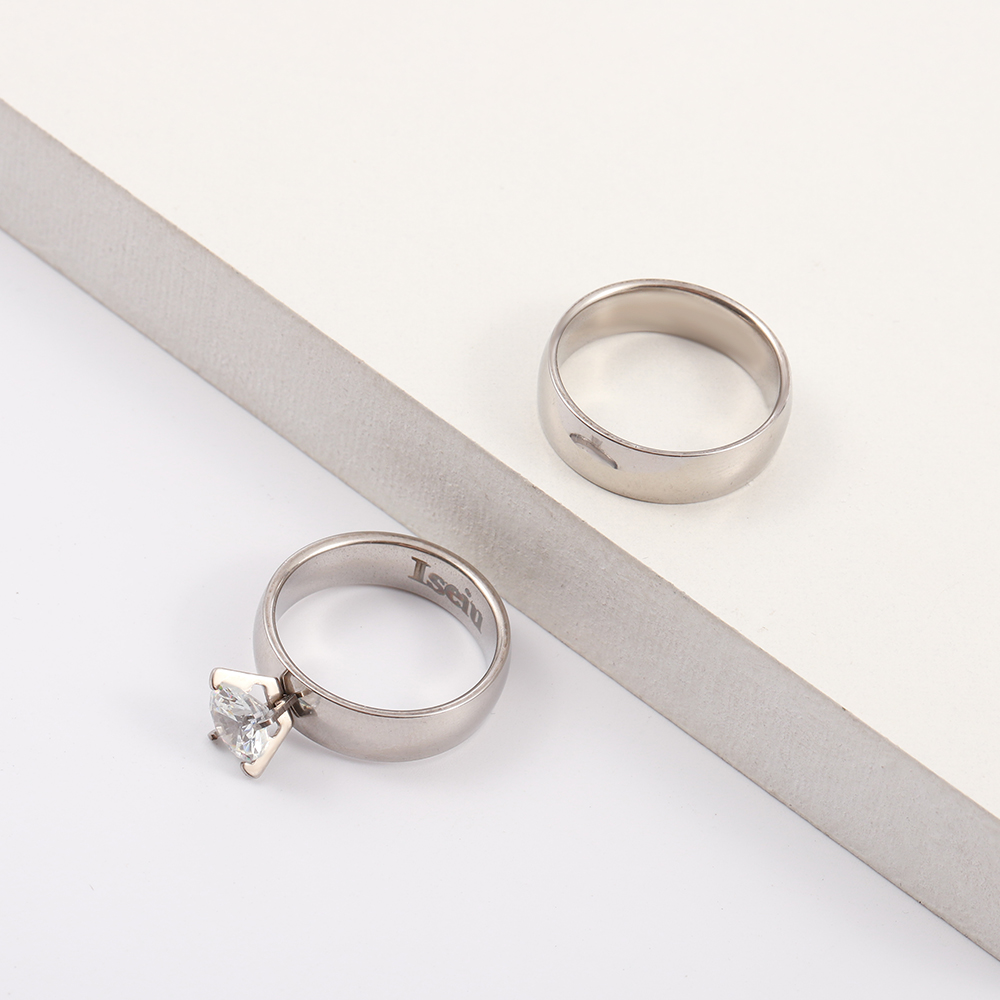 ISEIU Silver Color Rings Sets for Women (Stainless steel)