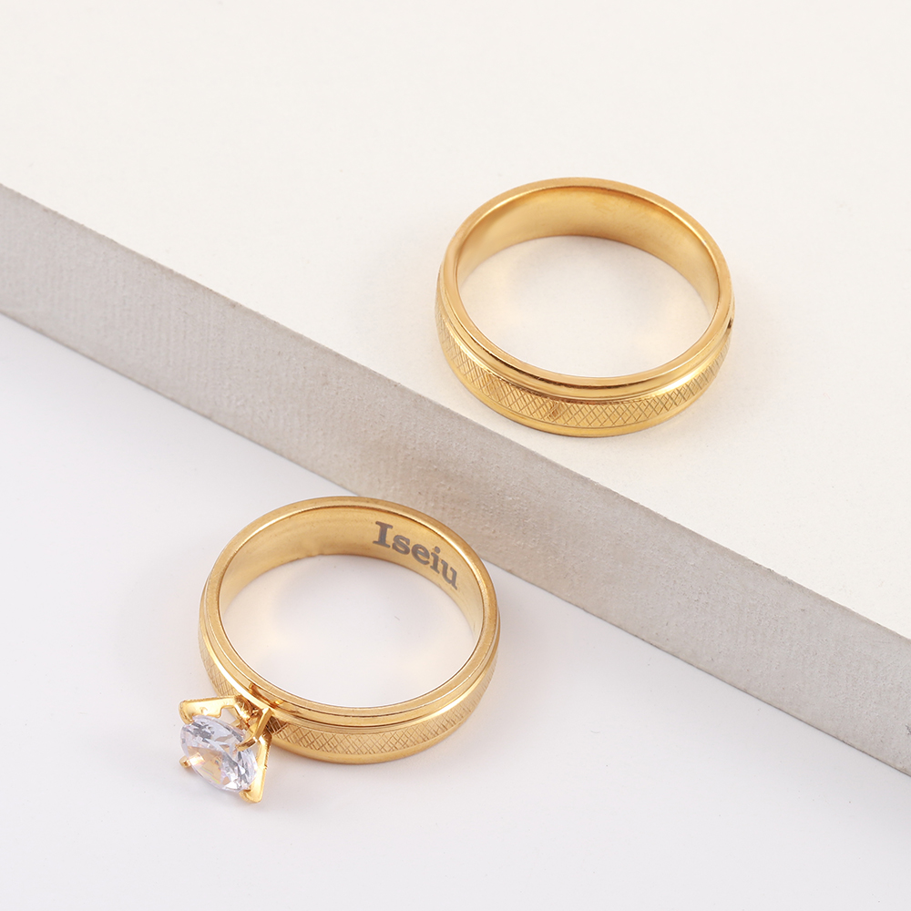 ISEIU Stainless steel gold ring sets for women