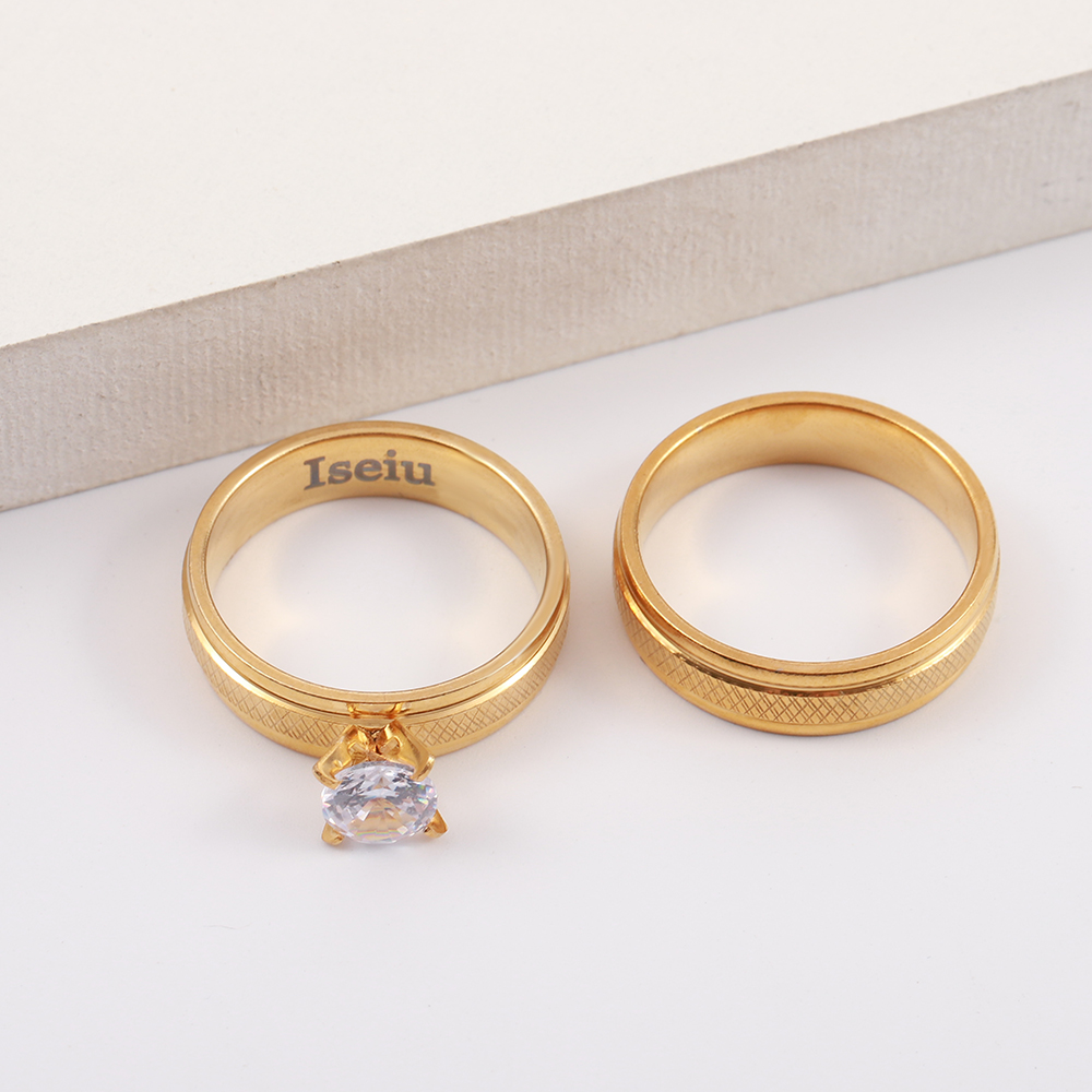 ISEIU Stainless steel gold ring sets for women