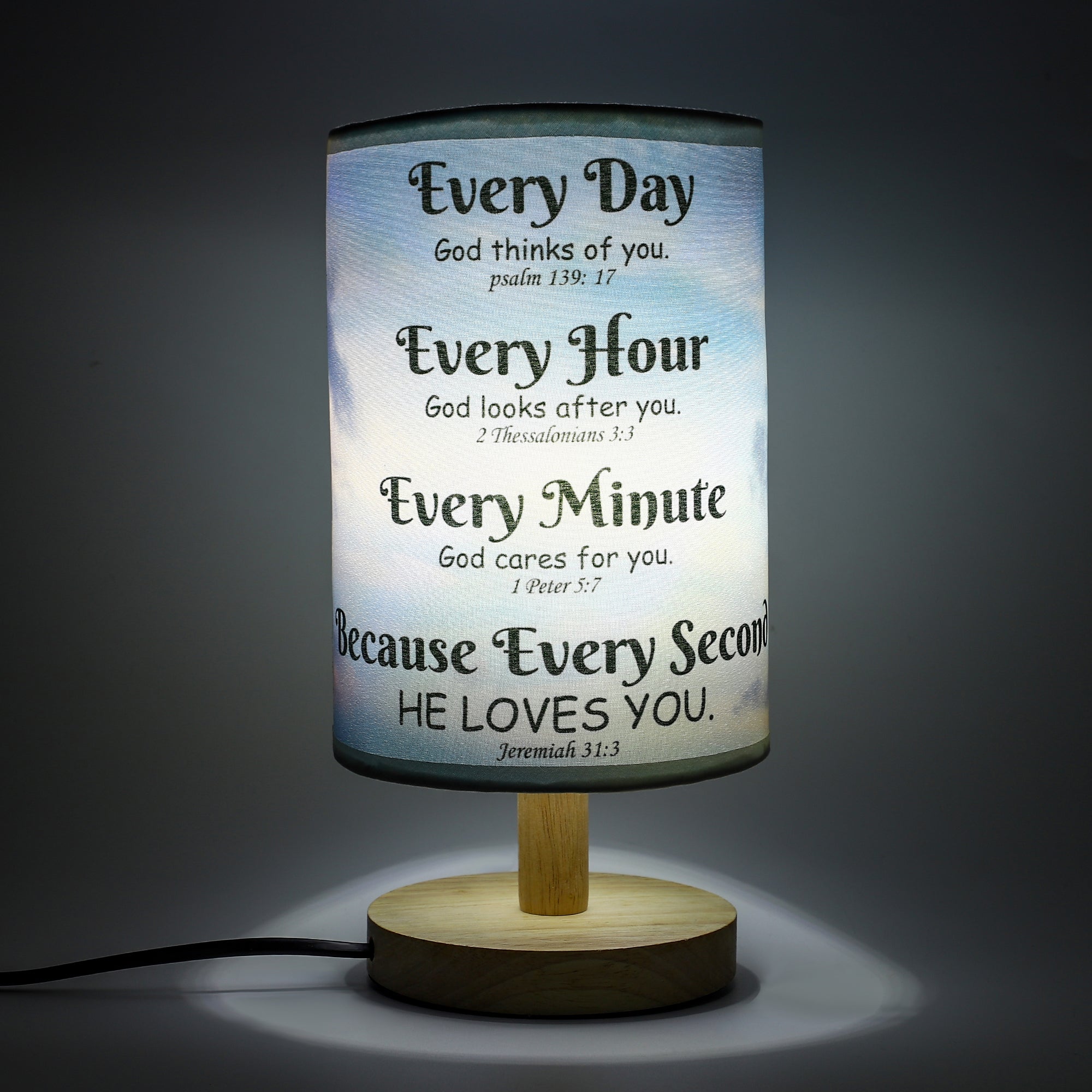 Bible Verse Table Lamp with Inspirational Thoughts-A Loves Gift