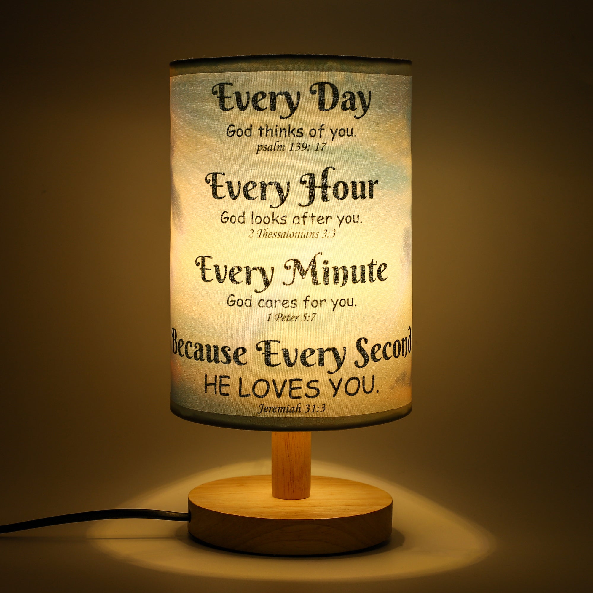Bible Verse Table Lamp with Inspirational Thoughts-A Loves Gift