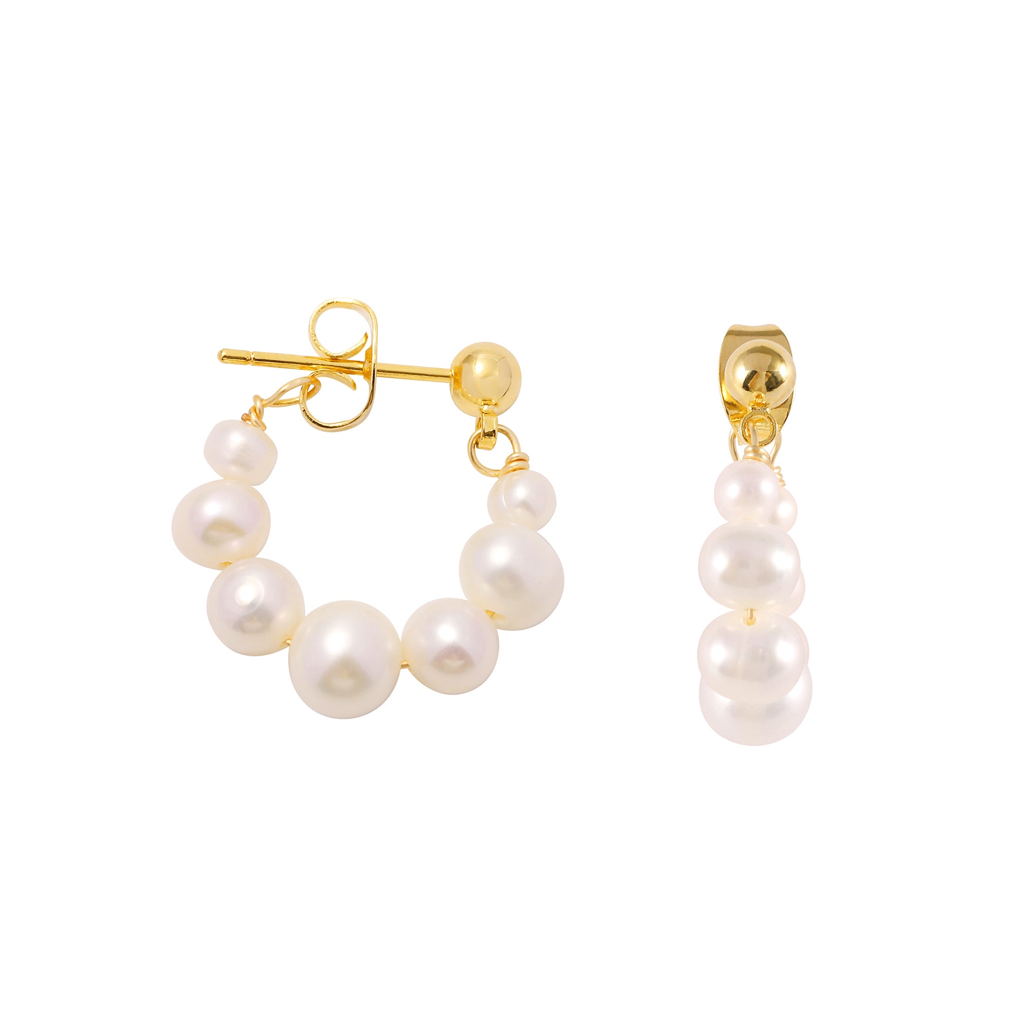   925 Silver Hoop Earrings with Freshwater Pearls for Women-A Loves Gift