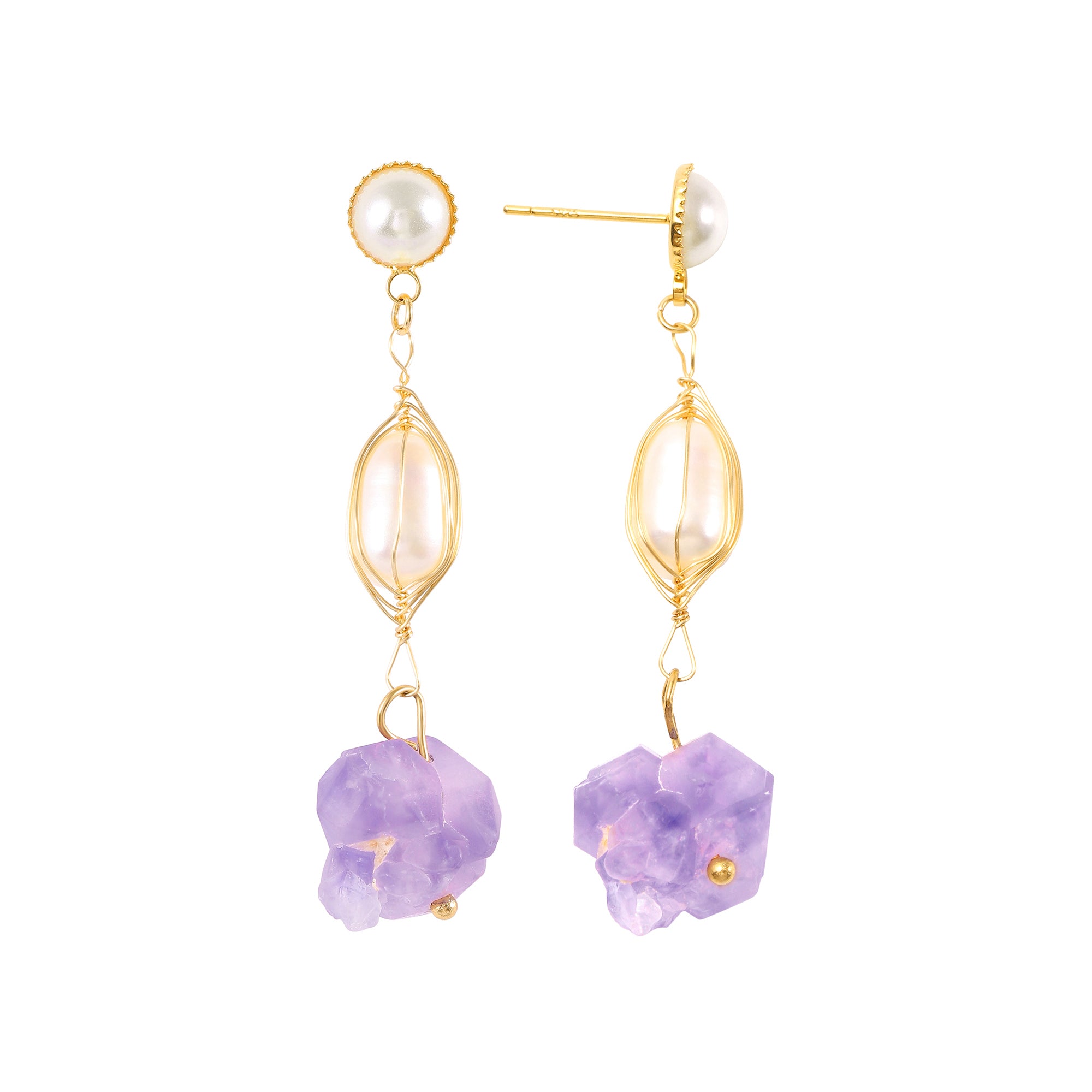   Vintage Natural Stone Drop Earrings, Freshwater Pearl Drop Earrings for Women-A Loves Gift