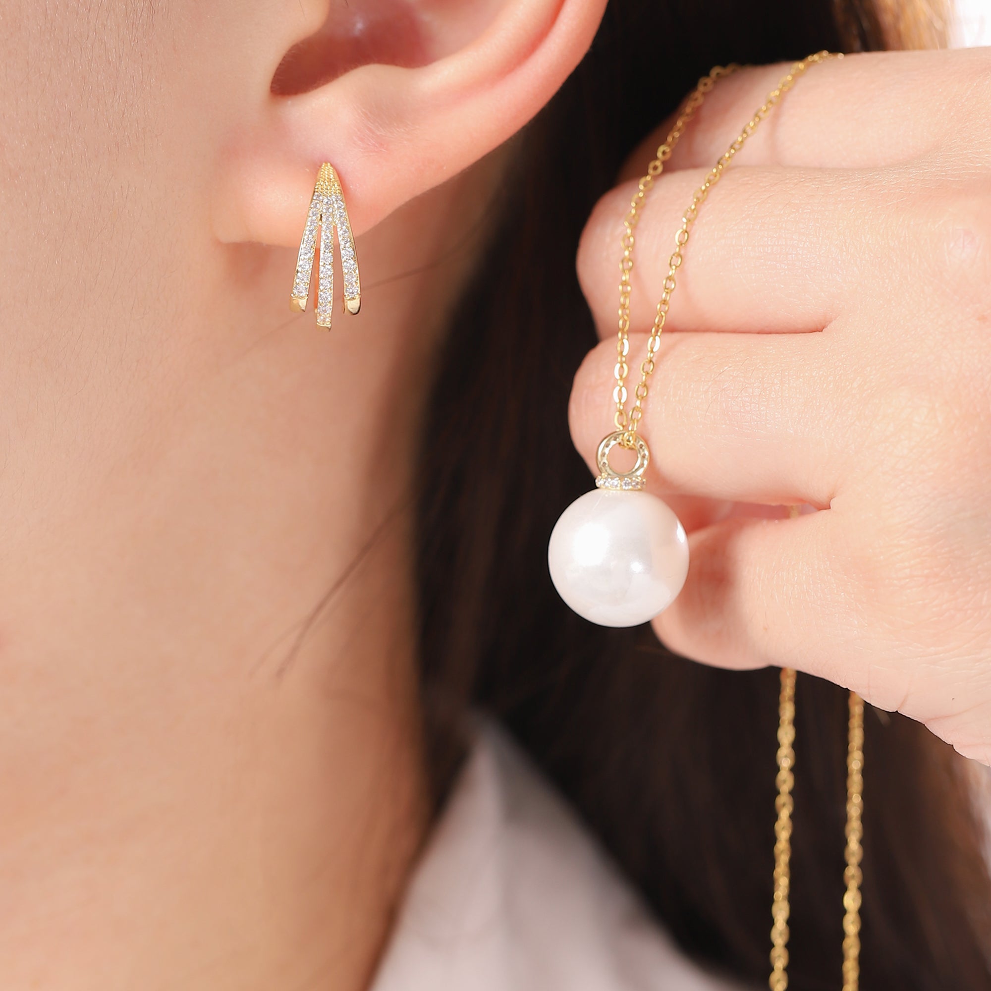   Round Imitation Pearl Hoop Earrings for Women-A Loves Gift