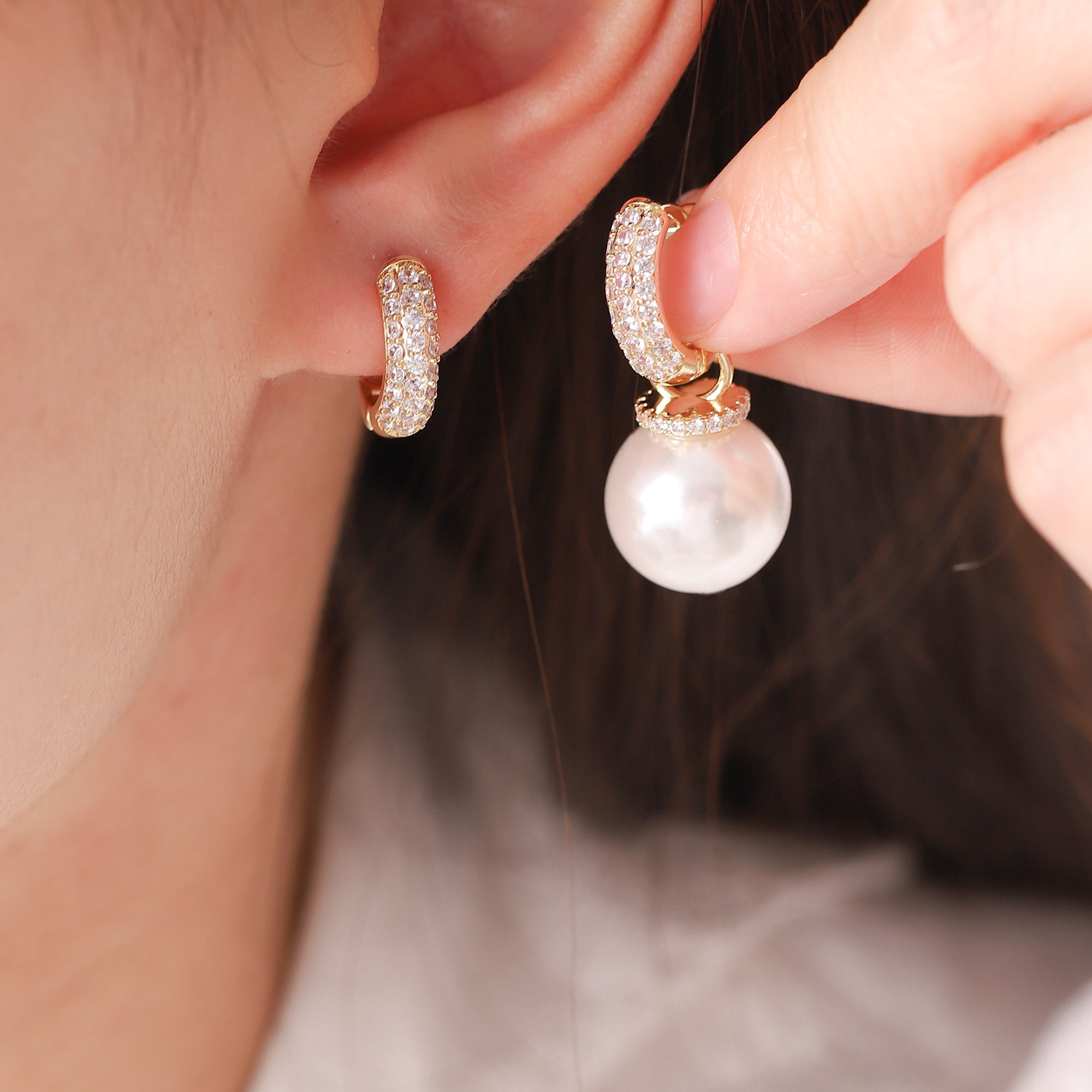 Cubic Zirconia Pearl Earrings for Women Gifts-A Loves Gift