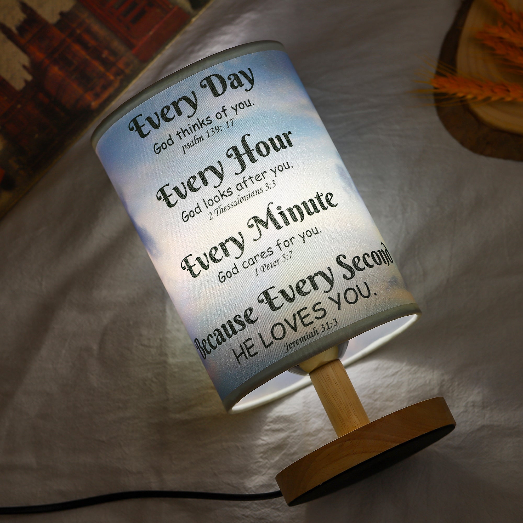 Bible Verse Table Lamp with Inspirational Thoughts-A Loves Gift