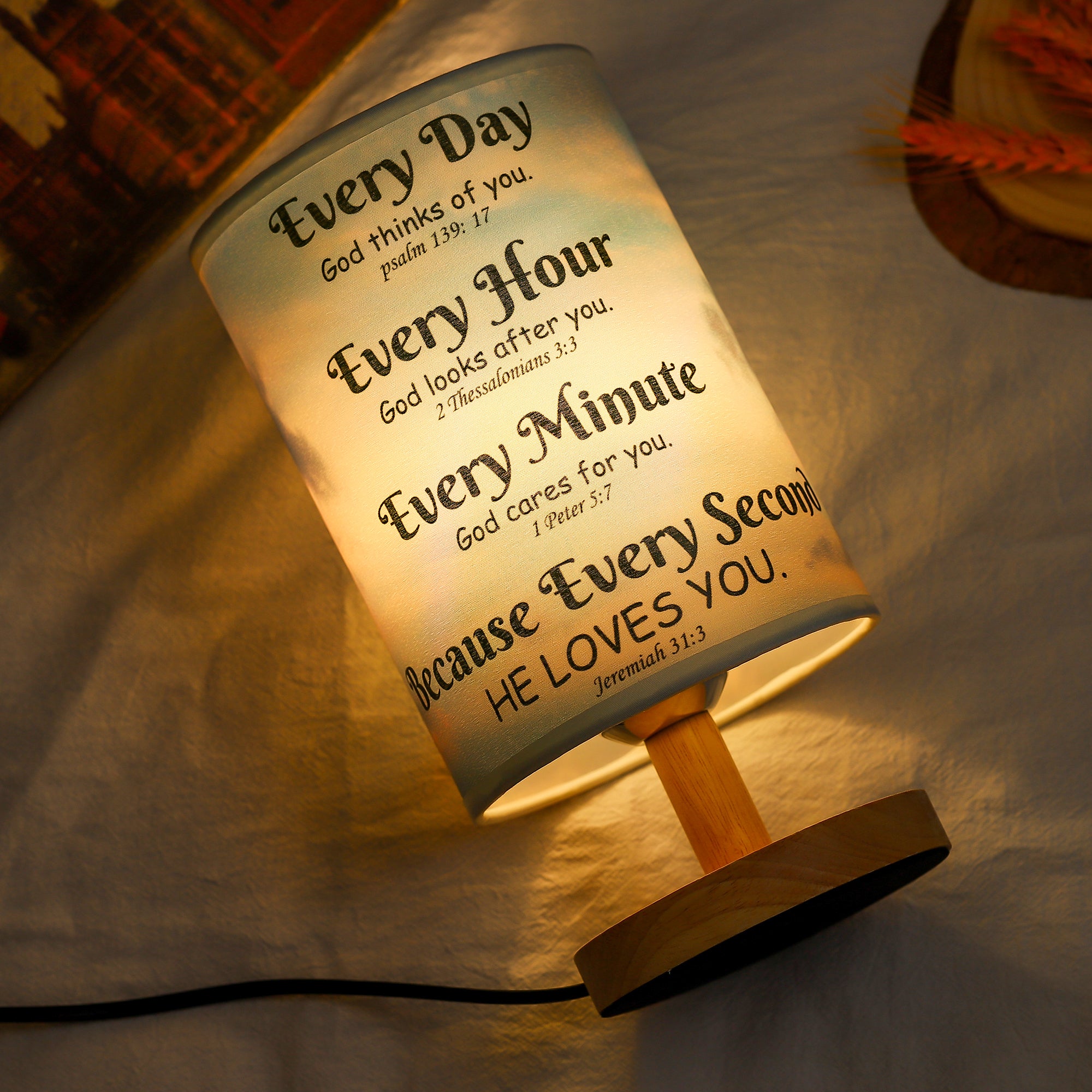 Bible Verse Table Lamp with Inspirational Thoughts-A Loves Gift