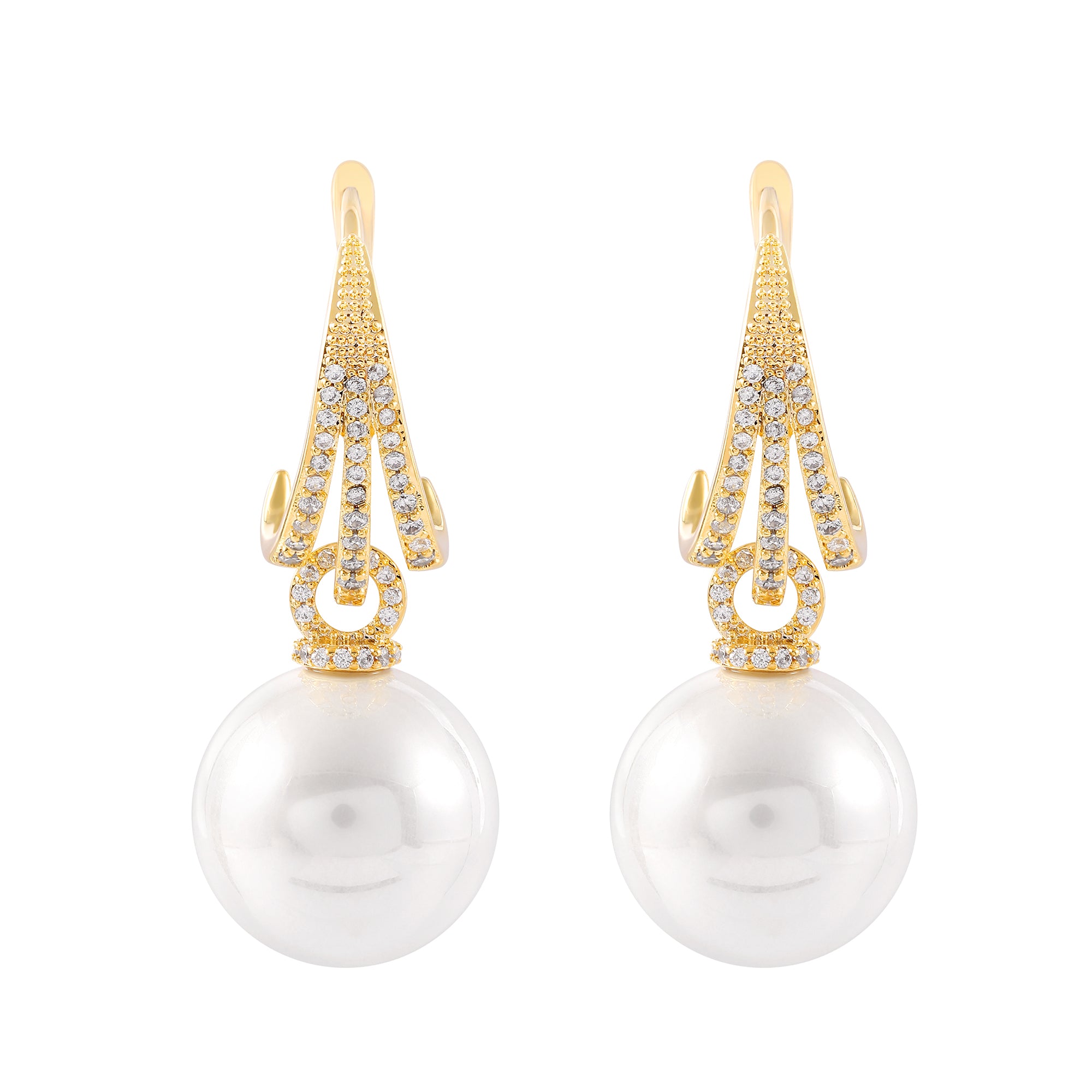   Round Imitation Pearl Hoop Earrings for Women-A Loves Gift