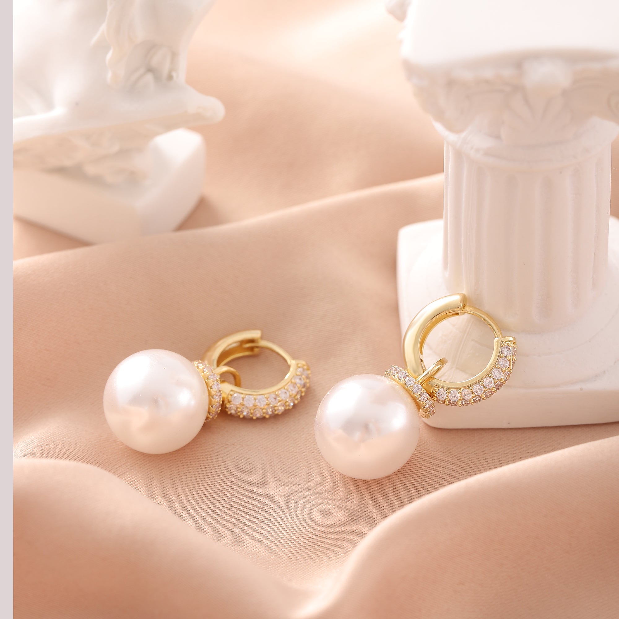 Cubic Zirconia Pearl Earrings for Women Gifts-A Loves Gift