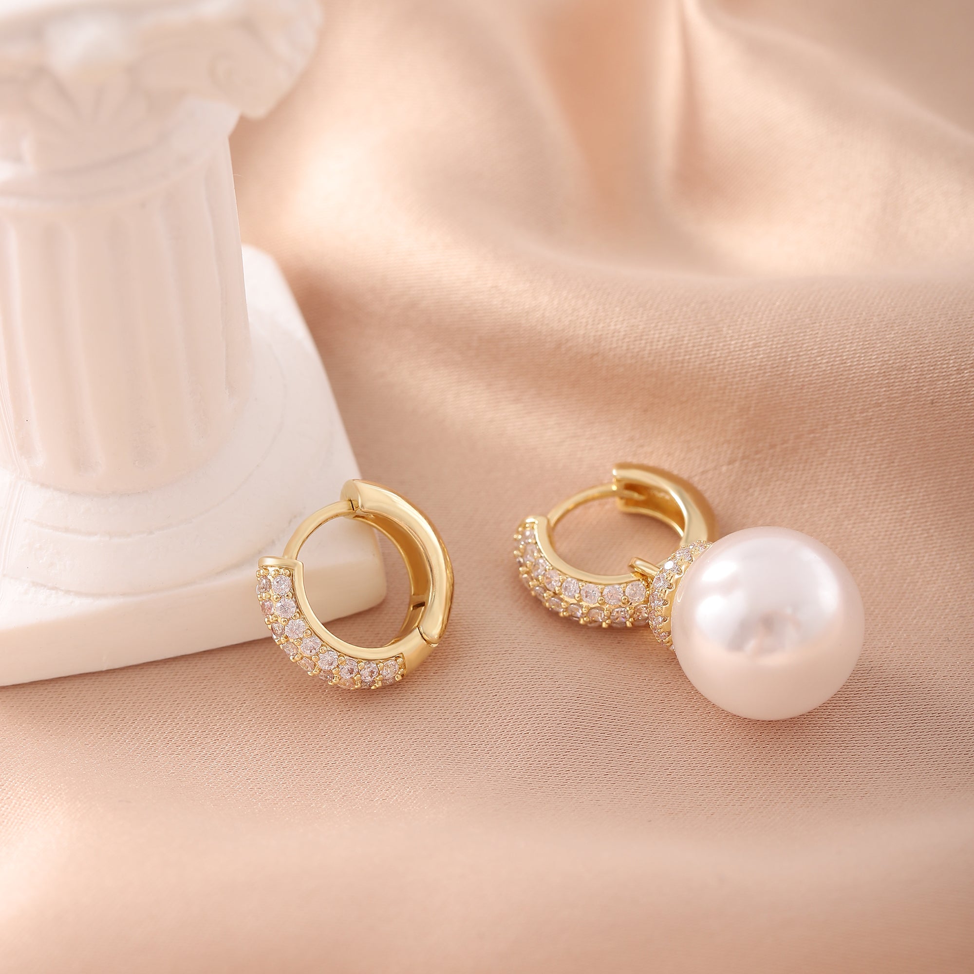 Cubic Zirconia Pearl Earrings for Women Gifts-A Loves Gift