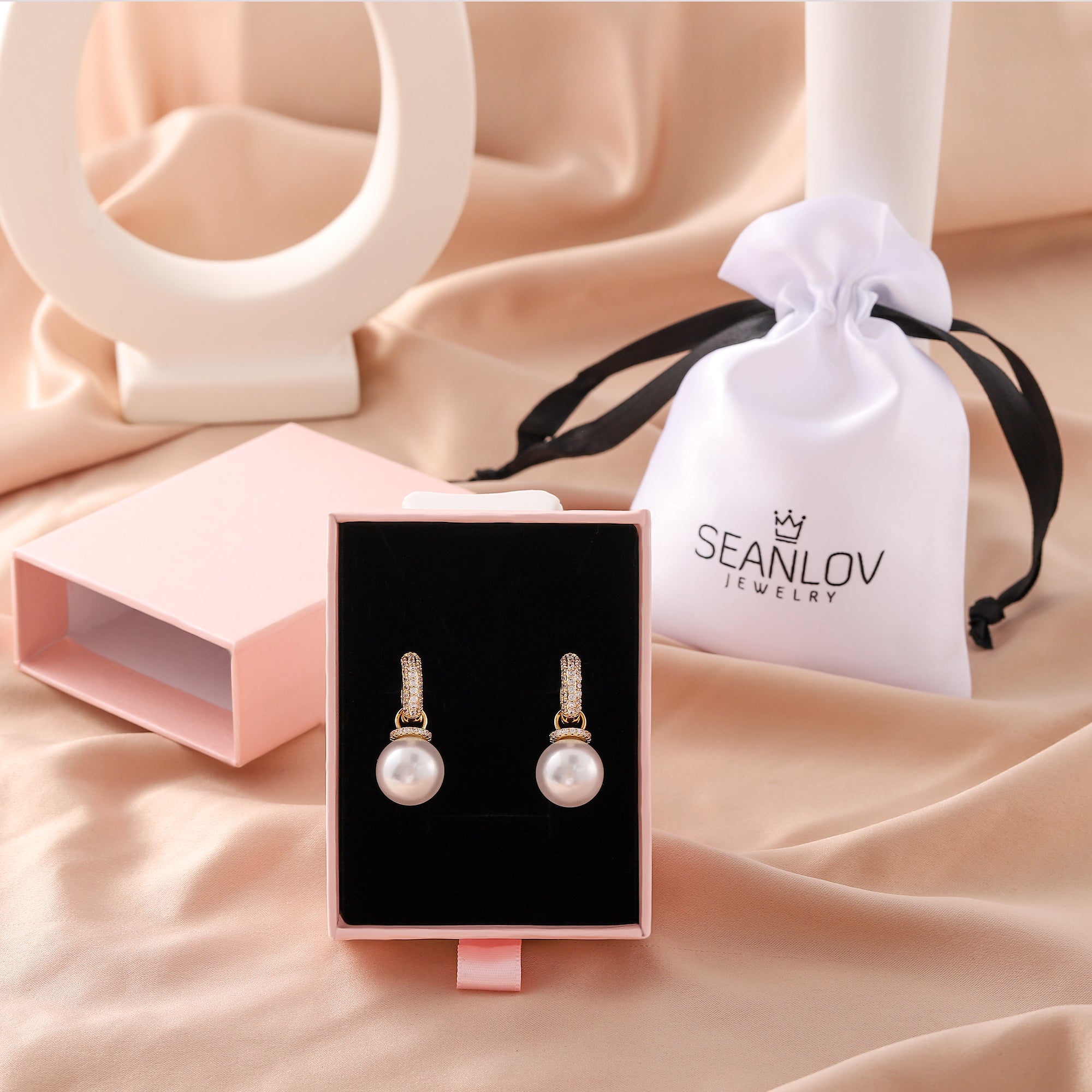 Cubic Zirconia Pearl Earrings for Women Gifts-A Loves Gift