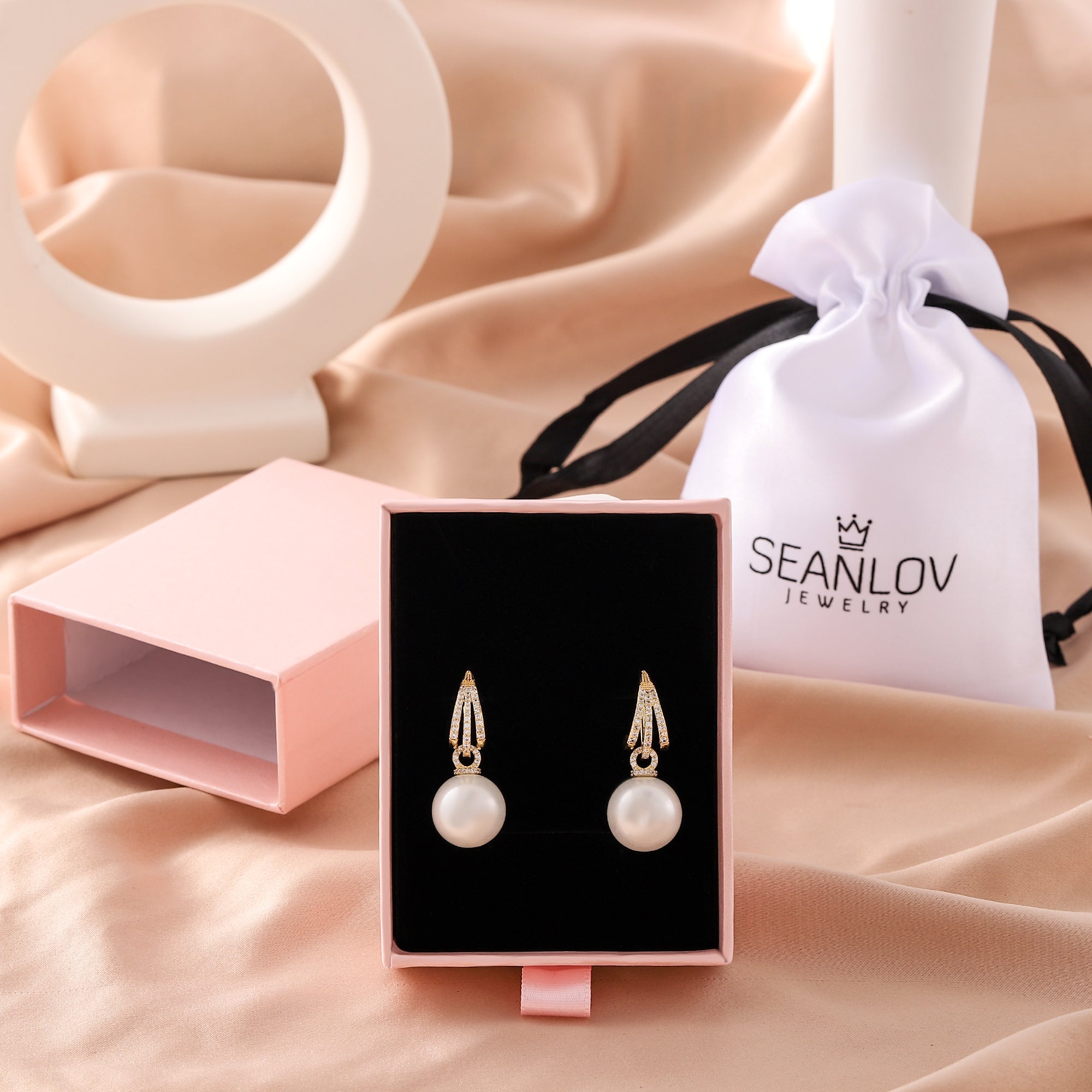   Round Imitation Pearl Hoop Earrings for Women-A Loves Gift
