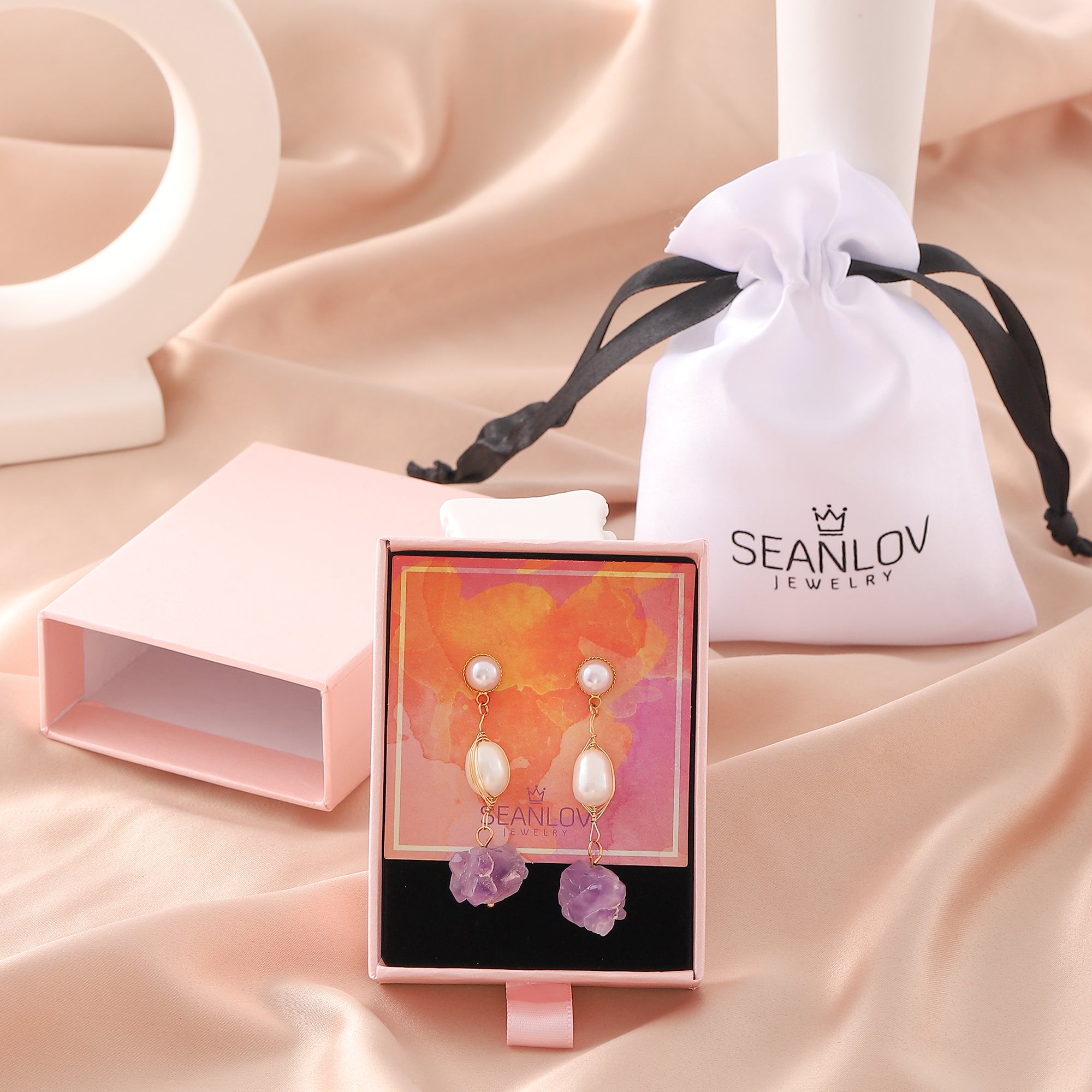   Vintage Natural Stone Drop Earrings, Freshwater Pearl Drop Earrings for Women-A Loves Gift