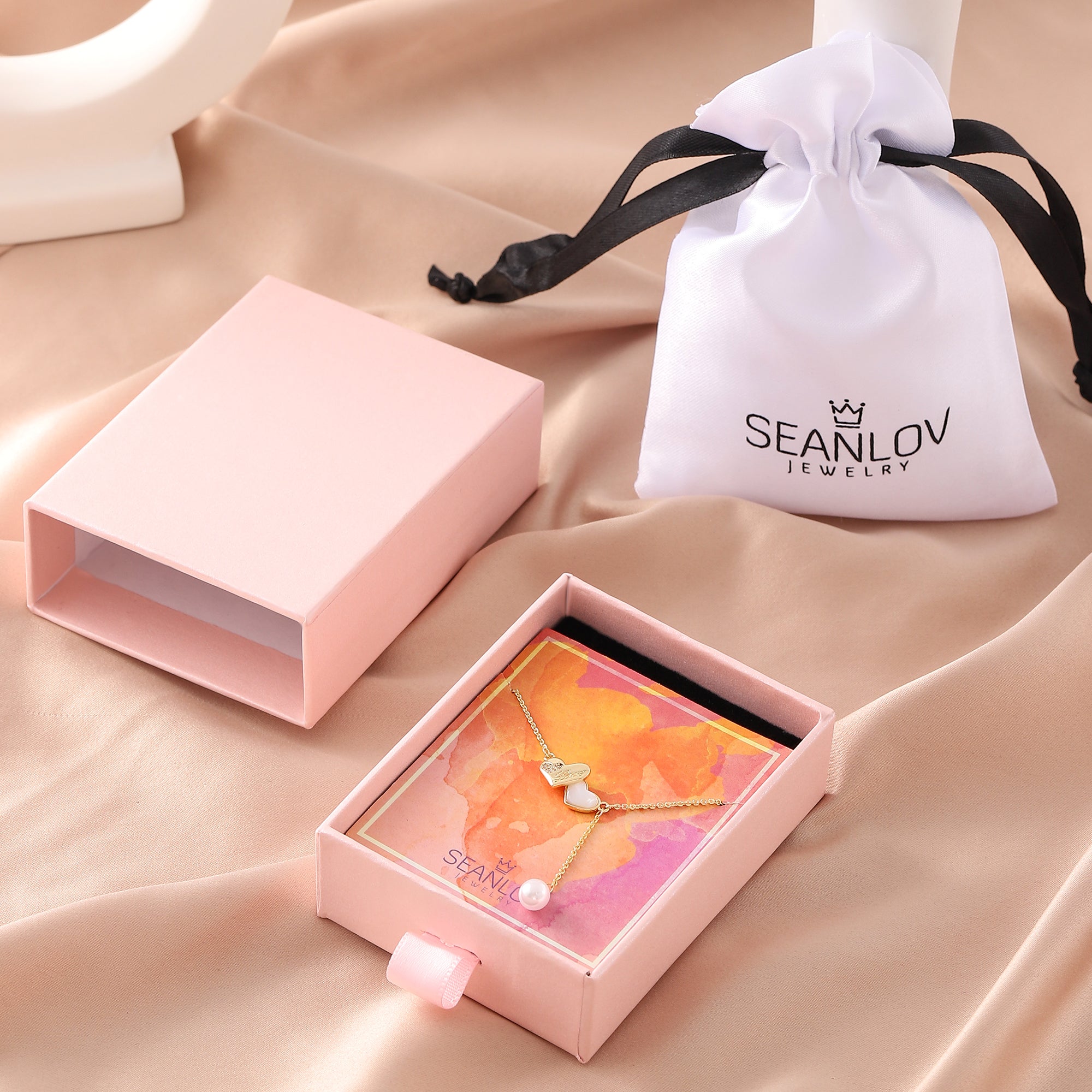   Double Heart Pearl Pendant Necklace for Women-A Loves Gift