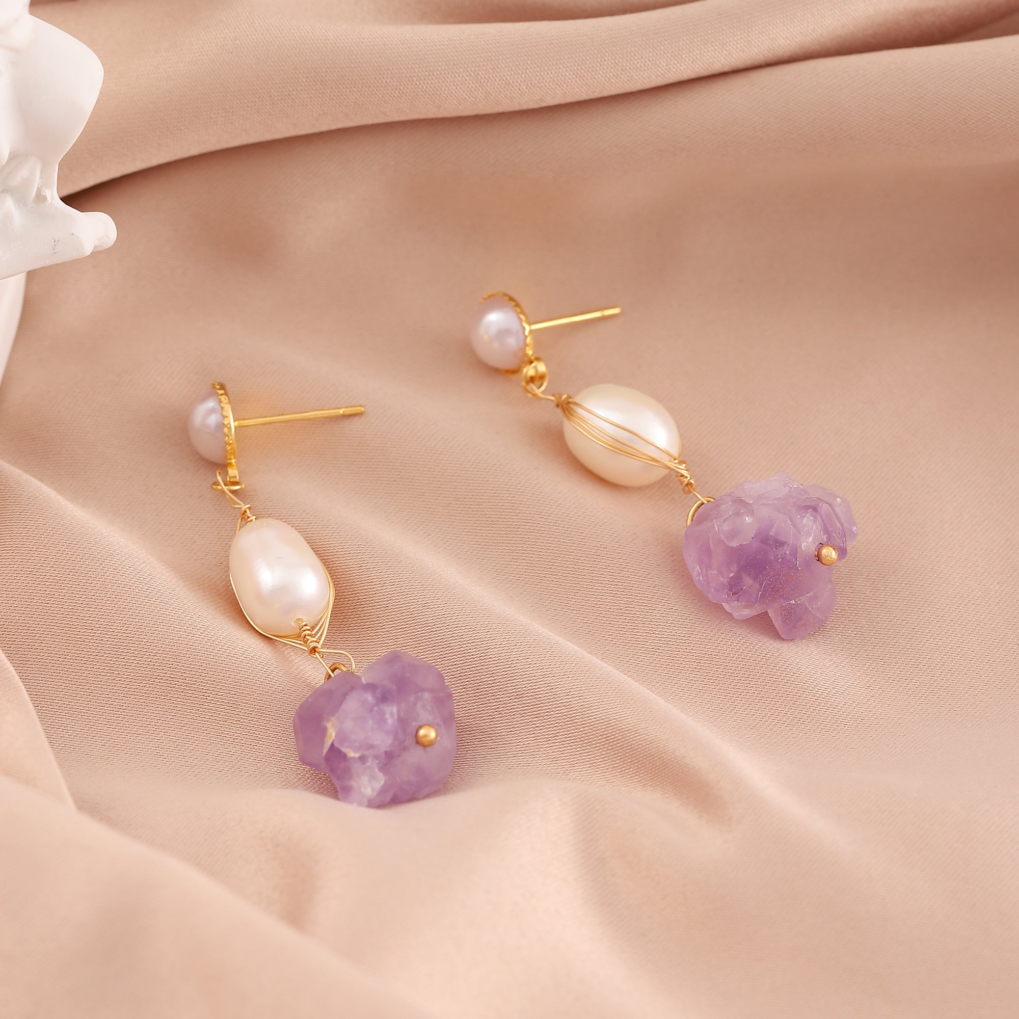   Vintage Natural Stone Drop Earrings, Freshwater Pearl Drop Earrings for Women-A Loves Gift