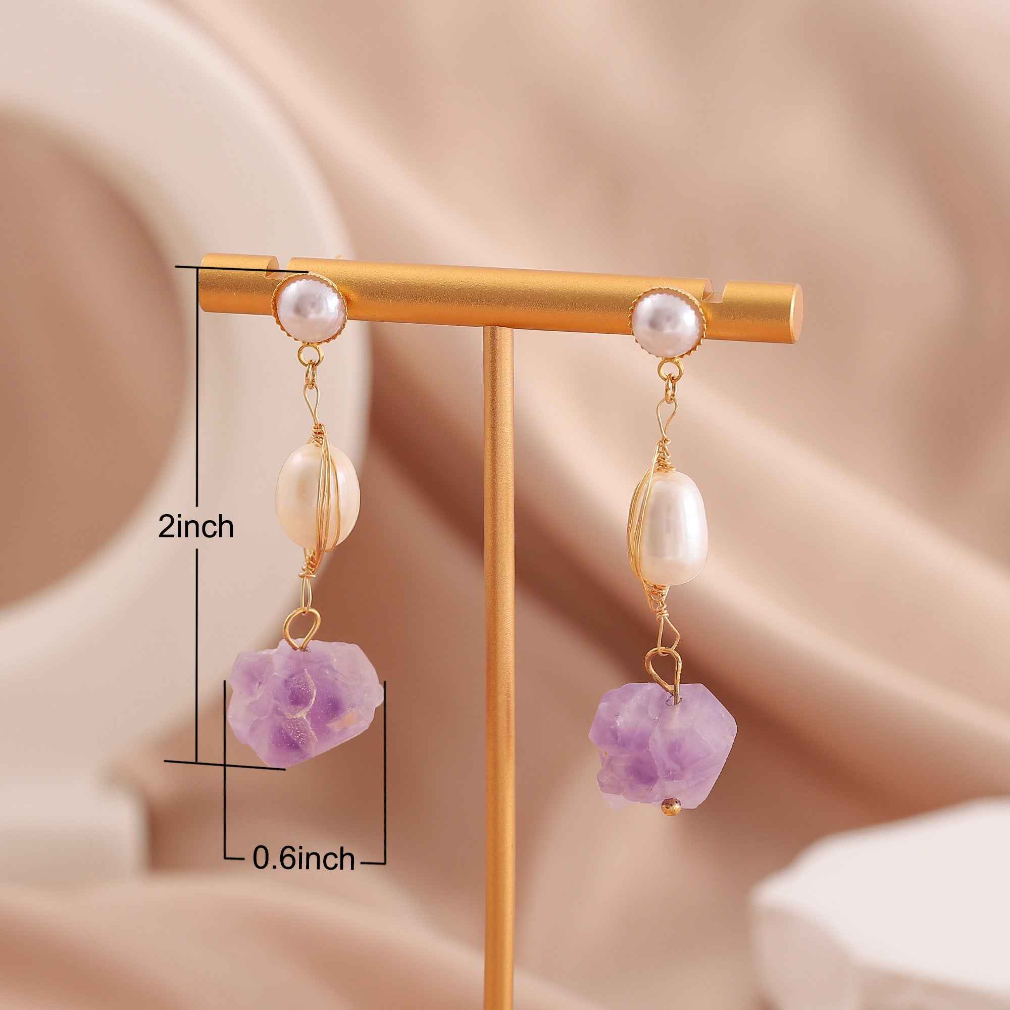   Vintage Natural Stone Drop Earrings, Freshwater Pearl Drop Earrings for Women-A Loves Gift