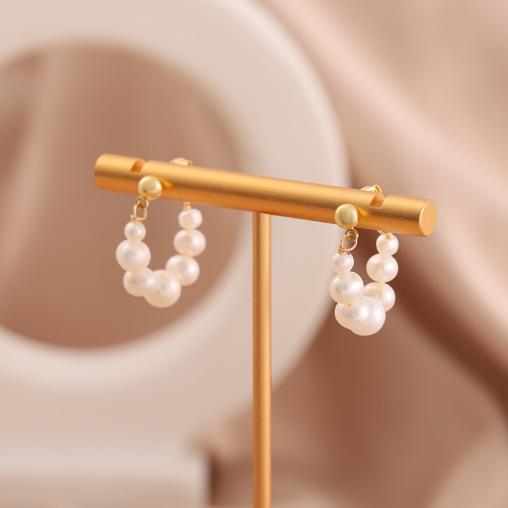   925 Silver Hoop Earrings with Freshwater Pearls for Women-A Loves Gift
