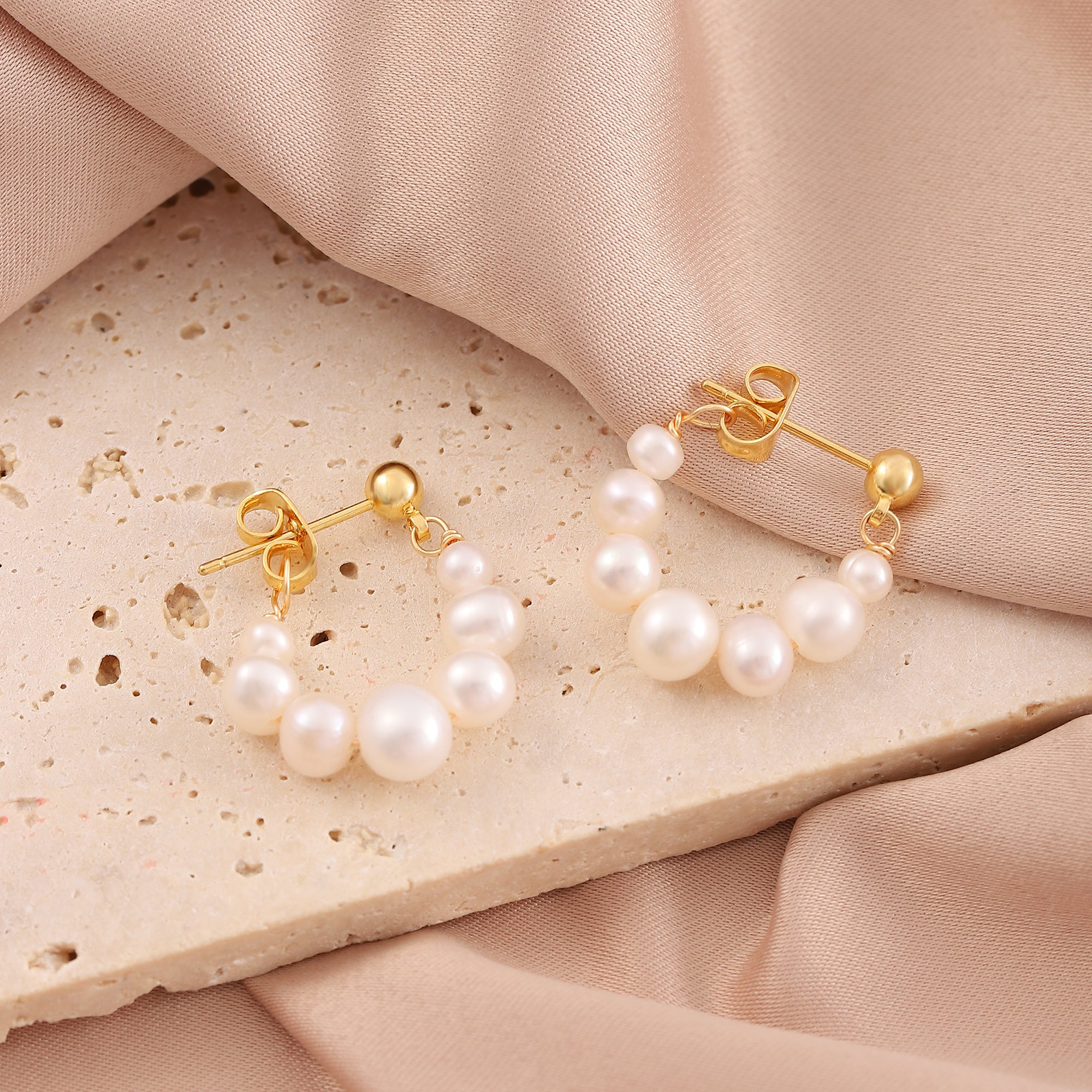   925 Silver Hoop Earrings with Freshwater Pearls for Women-A Loves Gift