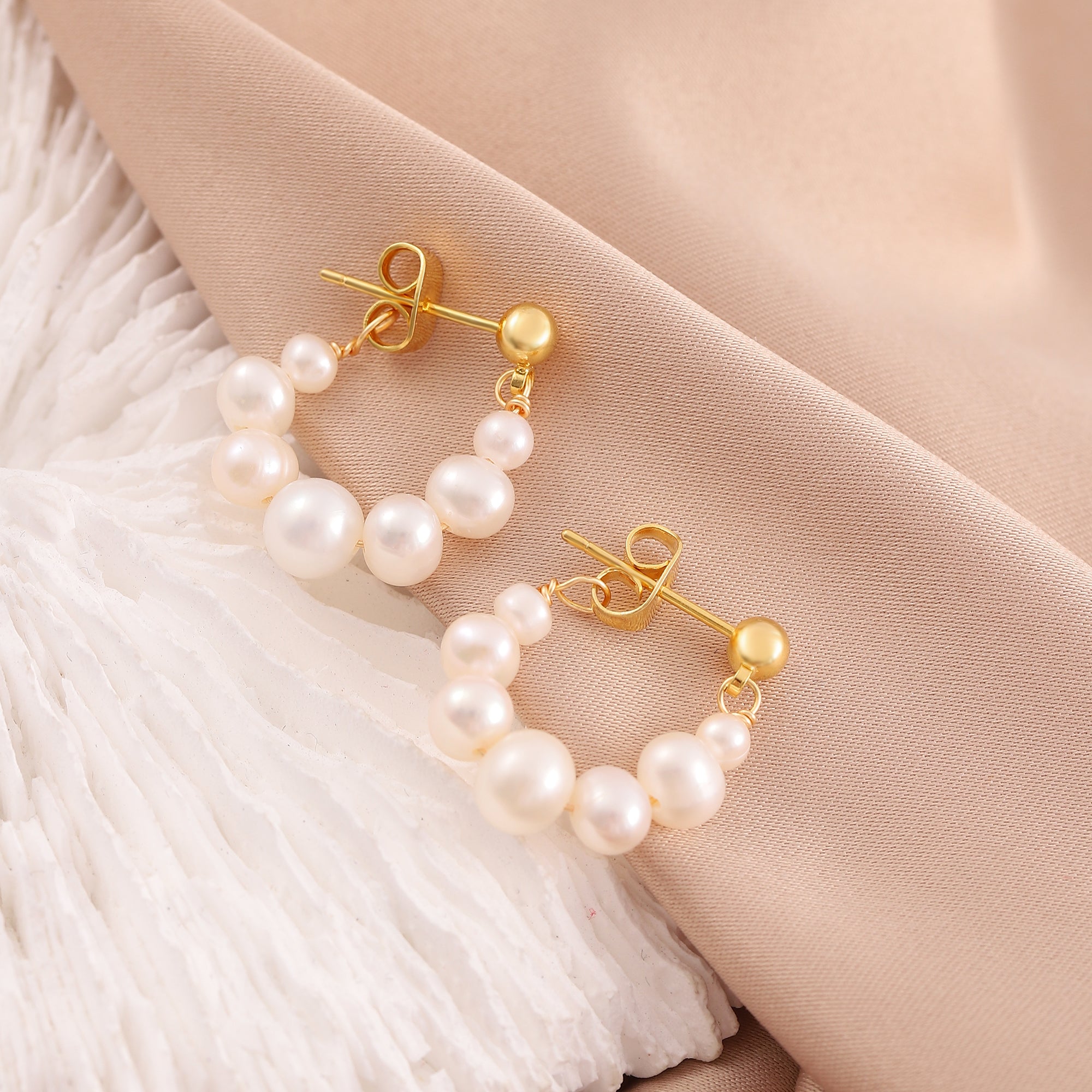   925 Silver Hoop Earrings with Freshwater Pearls for Women-A Loves Gift
