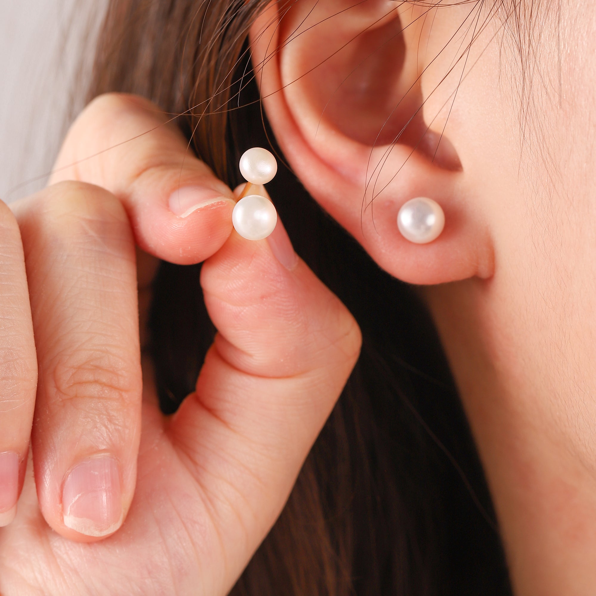   S925 Silver Post Stud Earrings, Round Ball Pearls Set for Women-A Loves Gift