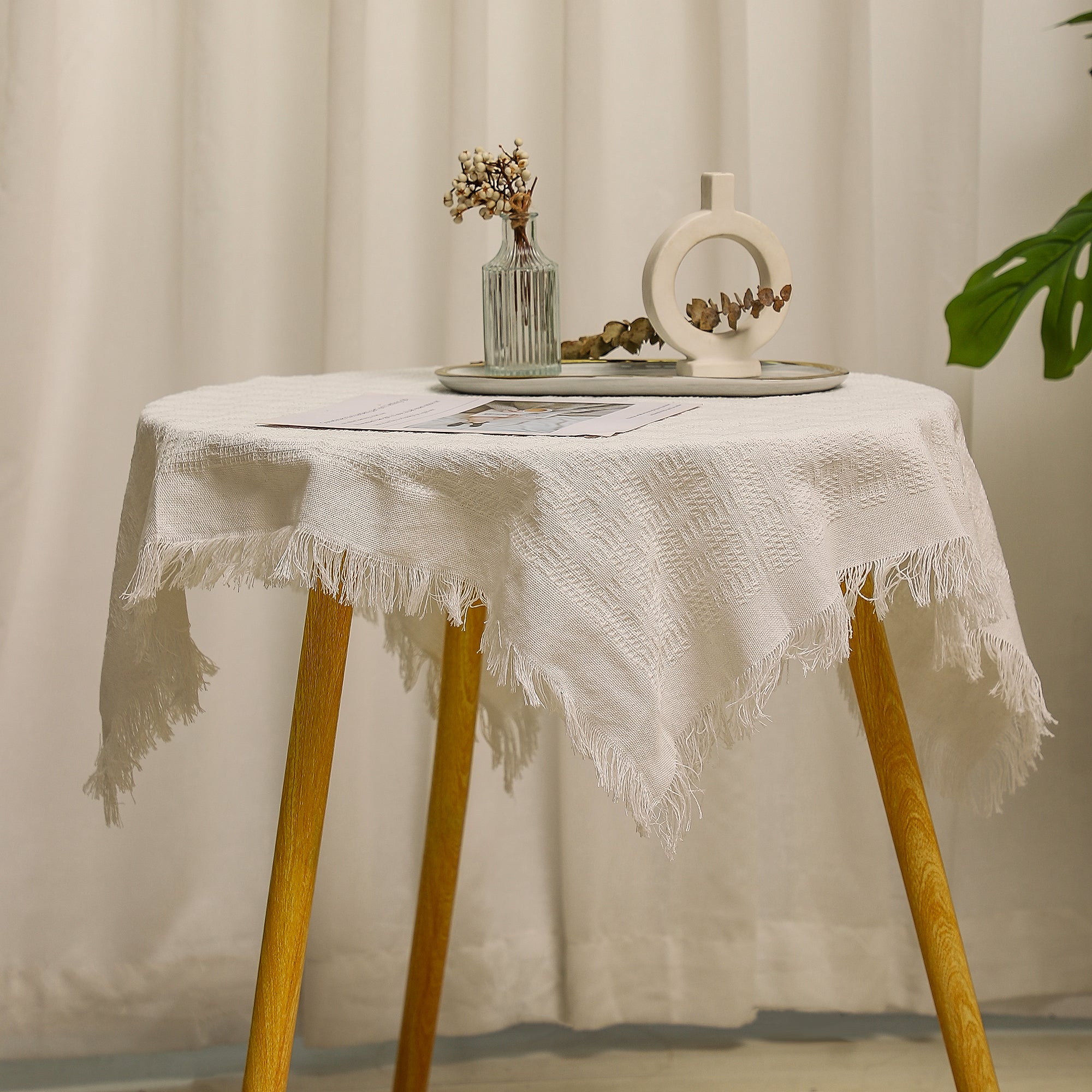 Solid Color Tablecloth Small Round Table Light Luxury High-Grade Fringe Solid Color Tablecloth-A Loves Gift