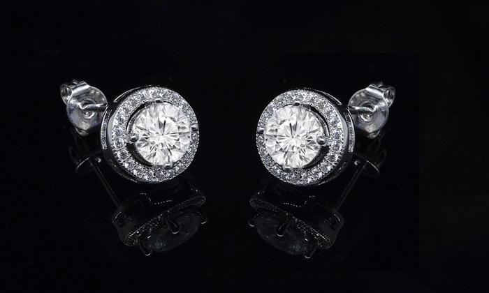 3.44 CTTW Halo Stud Earrings with Swarovski Elements, Earring, Riakoob Jewelry, Riakoob Jewelry  jewelryjewelry deals, swarovski crystal jewelry, groupon jewelry,, jewelry for mom,