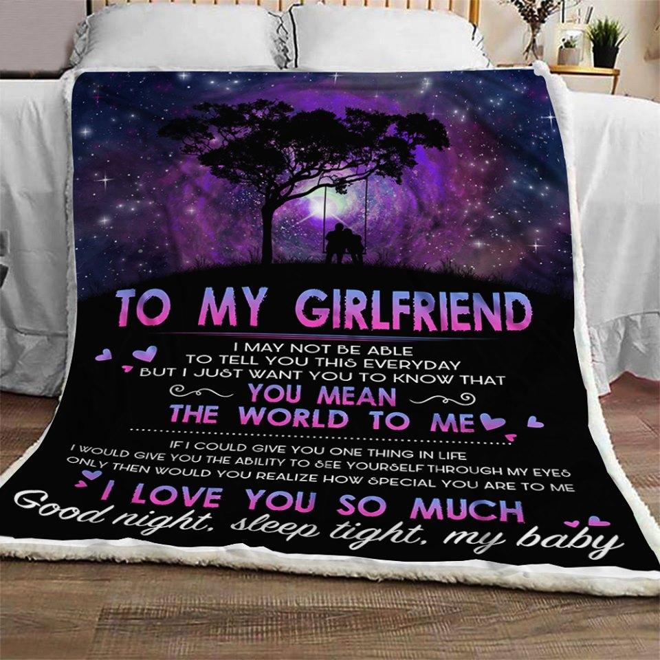 You Mean The World To Me Blanket Gift For Girlfriend-A Loves Gift