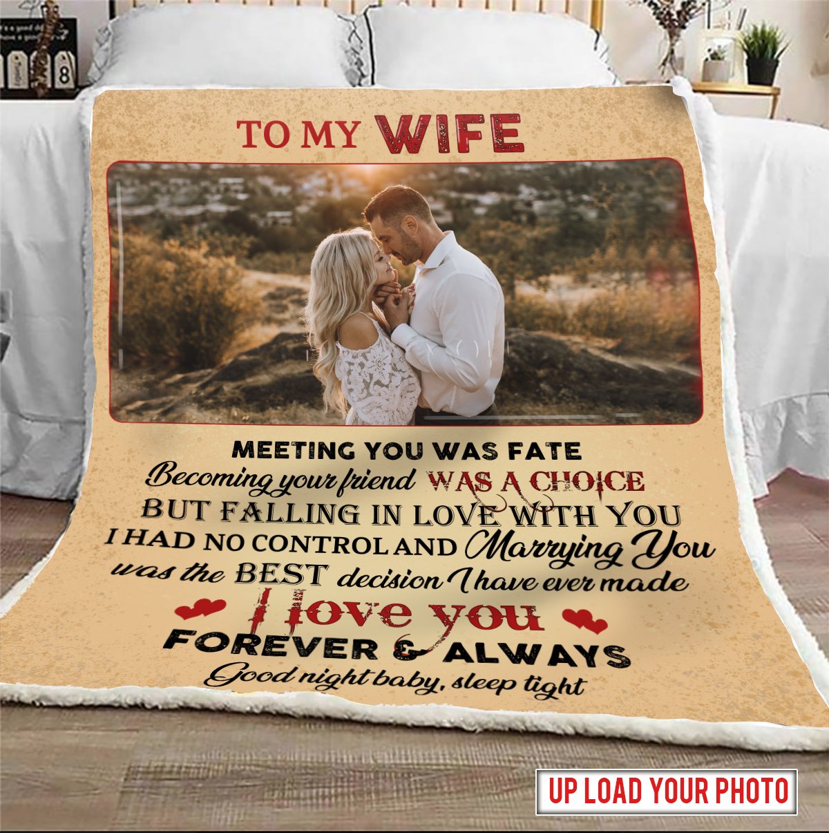 custom to my wife meeting you was fate good night baby sleep tight - blanket-A Loves Gift