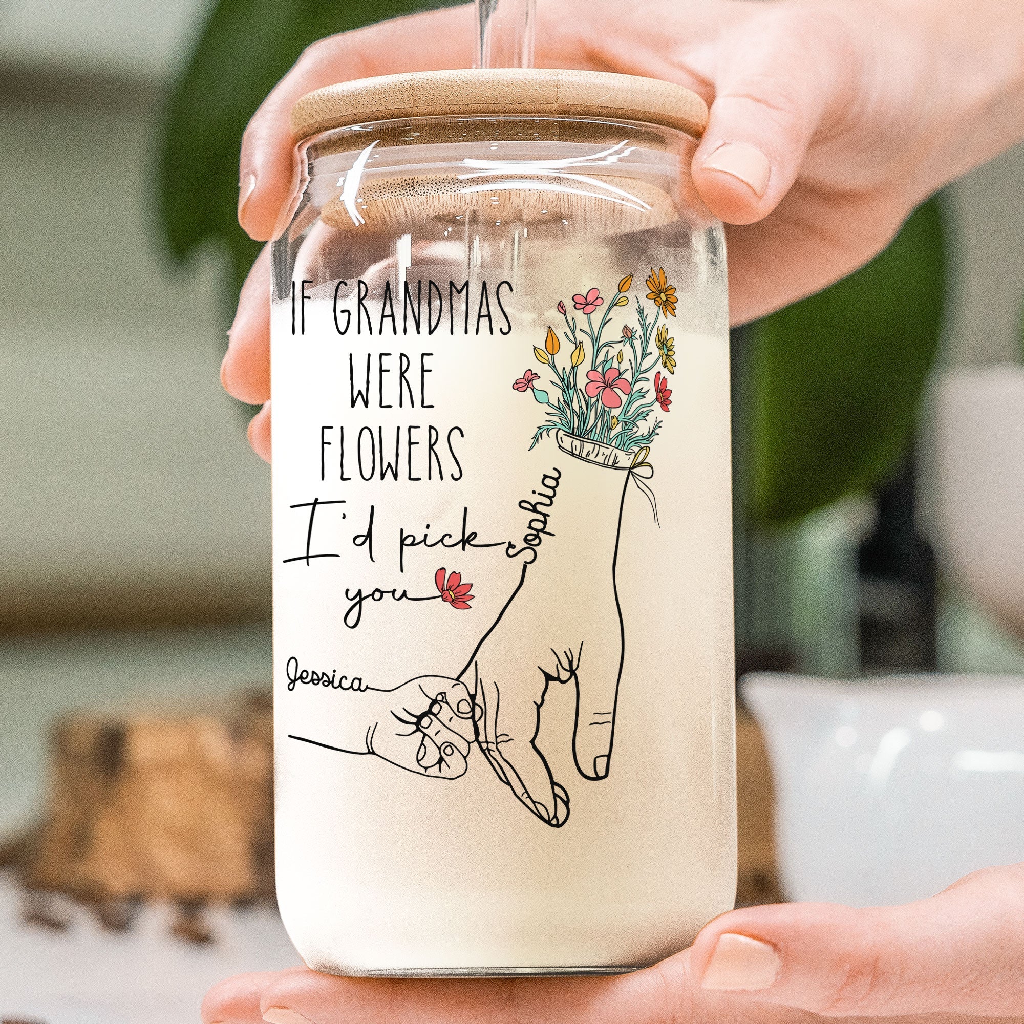 If Grandmas Were Flowers - Personalized Clear Glass Cup
