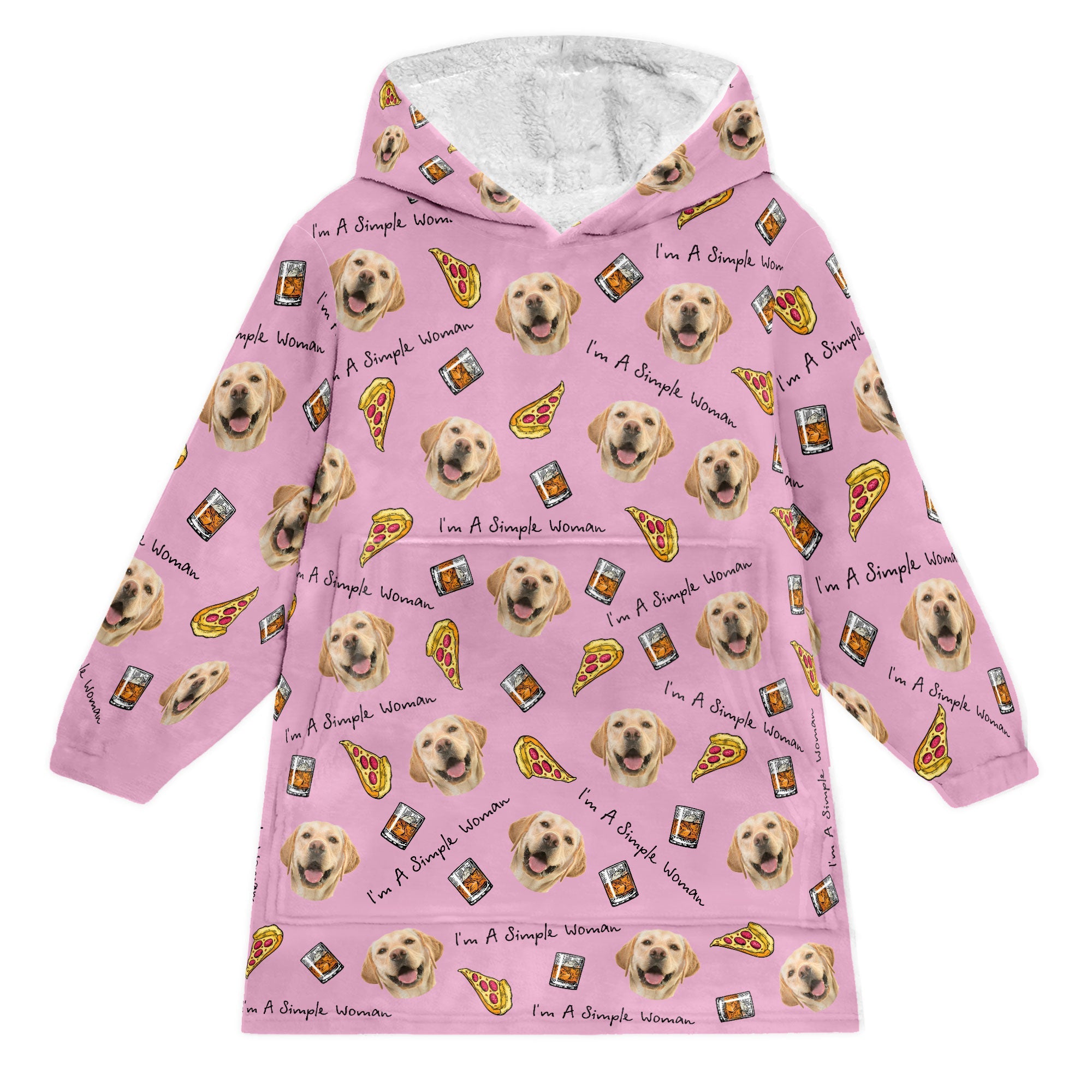I'm A Simple Woman - Personalized Oversized Blanket Hoodie - Birthday Mother's Day Gift For Dog Mom, Cat Mom