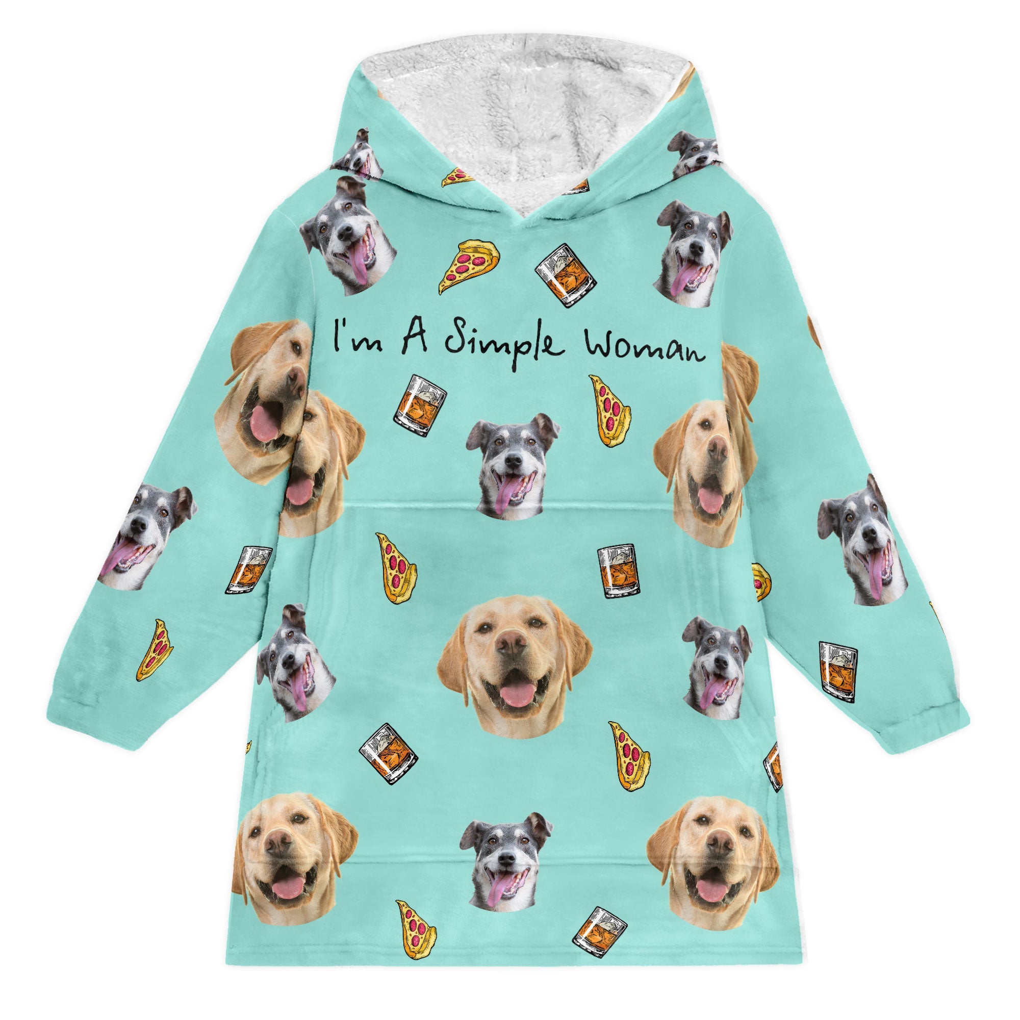 I'm A Simple Woman Ver 2 - Personalized Oversized Blanket Hoodie - Birthday Mother's Day Gift For Dog Mom, Cat Mom