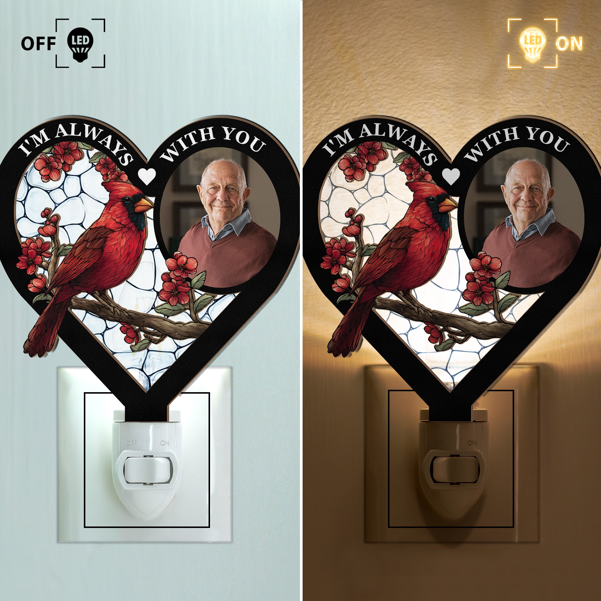 I'm Always With You - Personalized Photo Wood And Acrylic Night Light