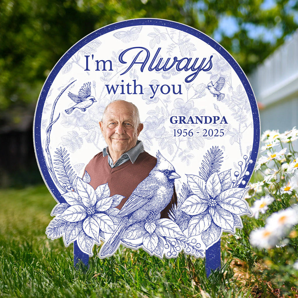 I'm Always With You Toile De Jouy Style - Personalized Metal Photo Garden Stake