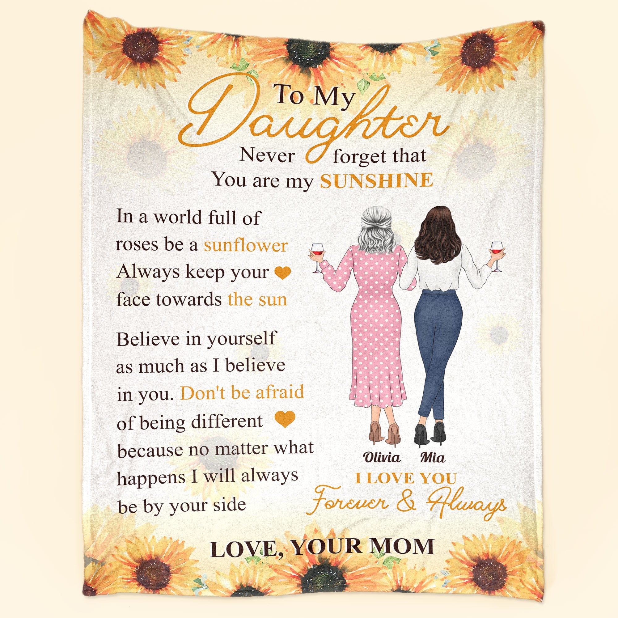 In A World Full Of Roses Be A Sunflower - Personalized Blanket