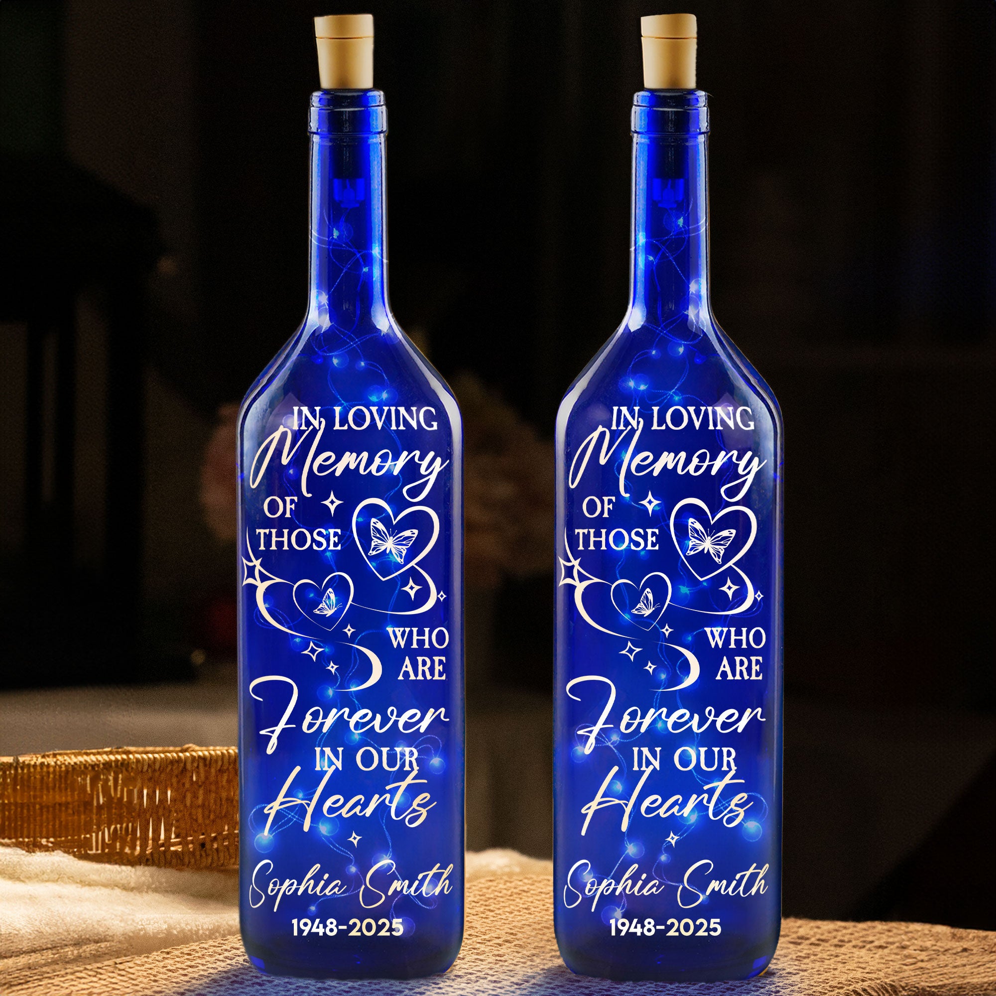 In Loving Memory Of Those - Personalized Blue Bottle Lamp