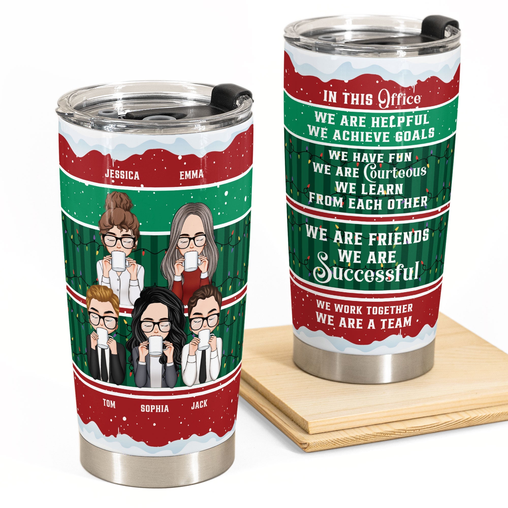 In This Office We Are A Team (Christmas Version) - Personalized Tumbler Cup