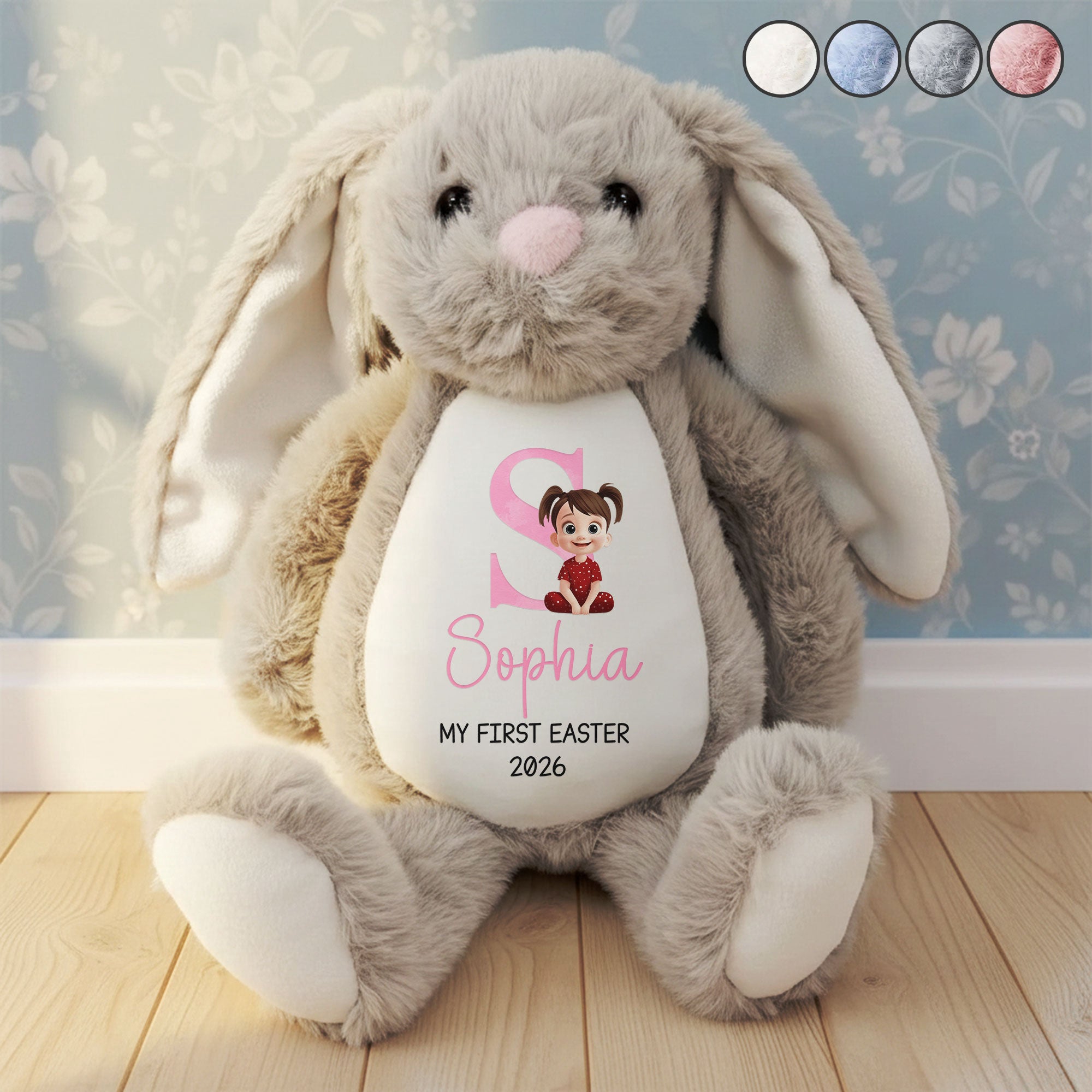Initial Name Cute Cartoon - Personalized Bunny Plush